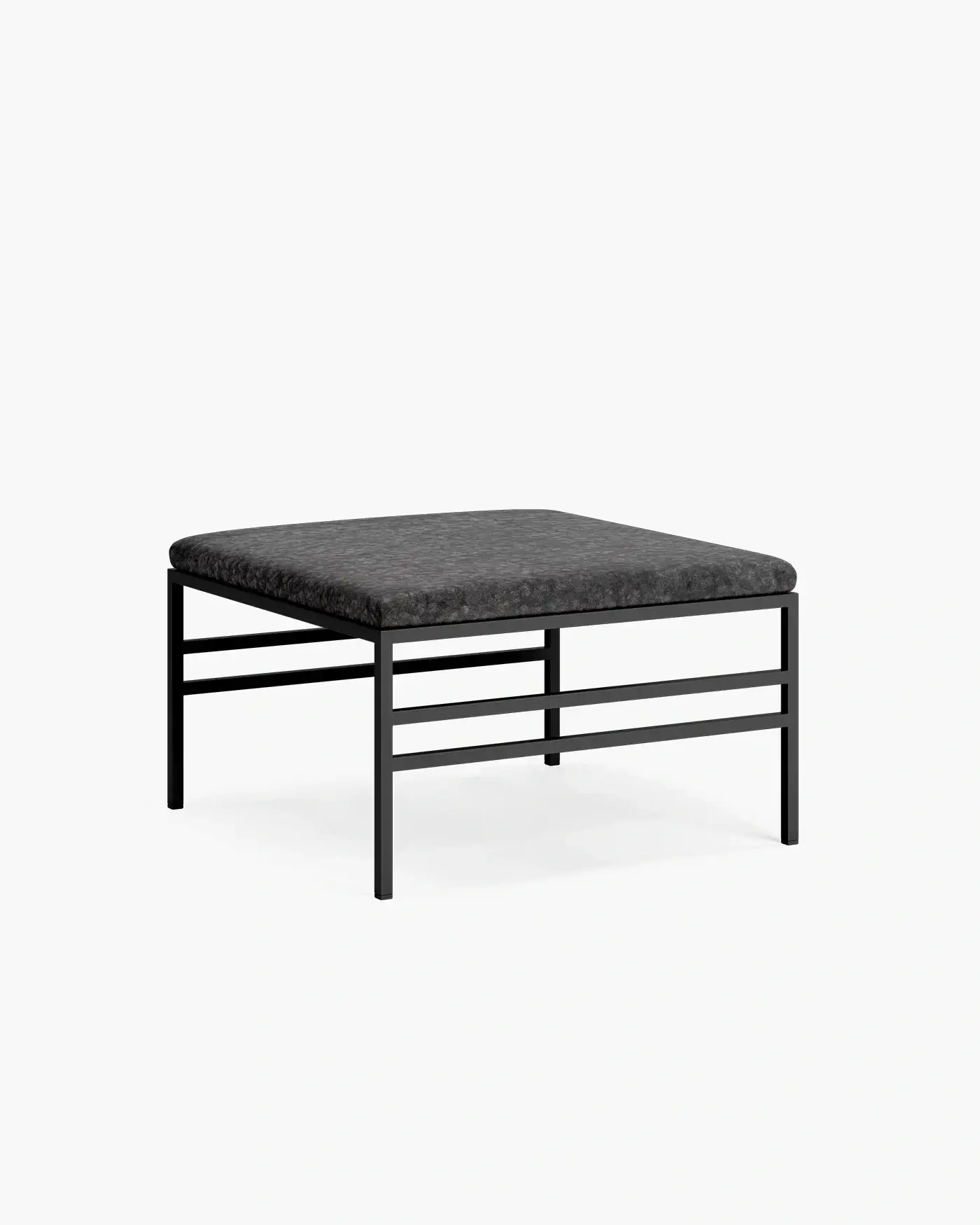 Bench Anton - Black Frame - Black bouclé Cushion