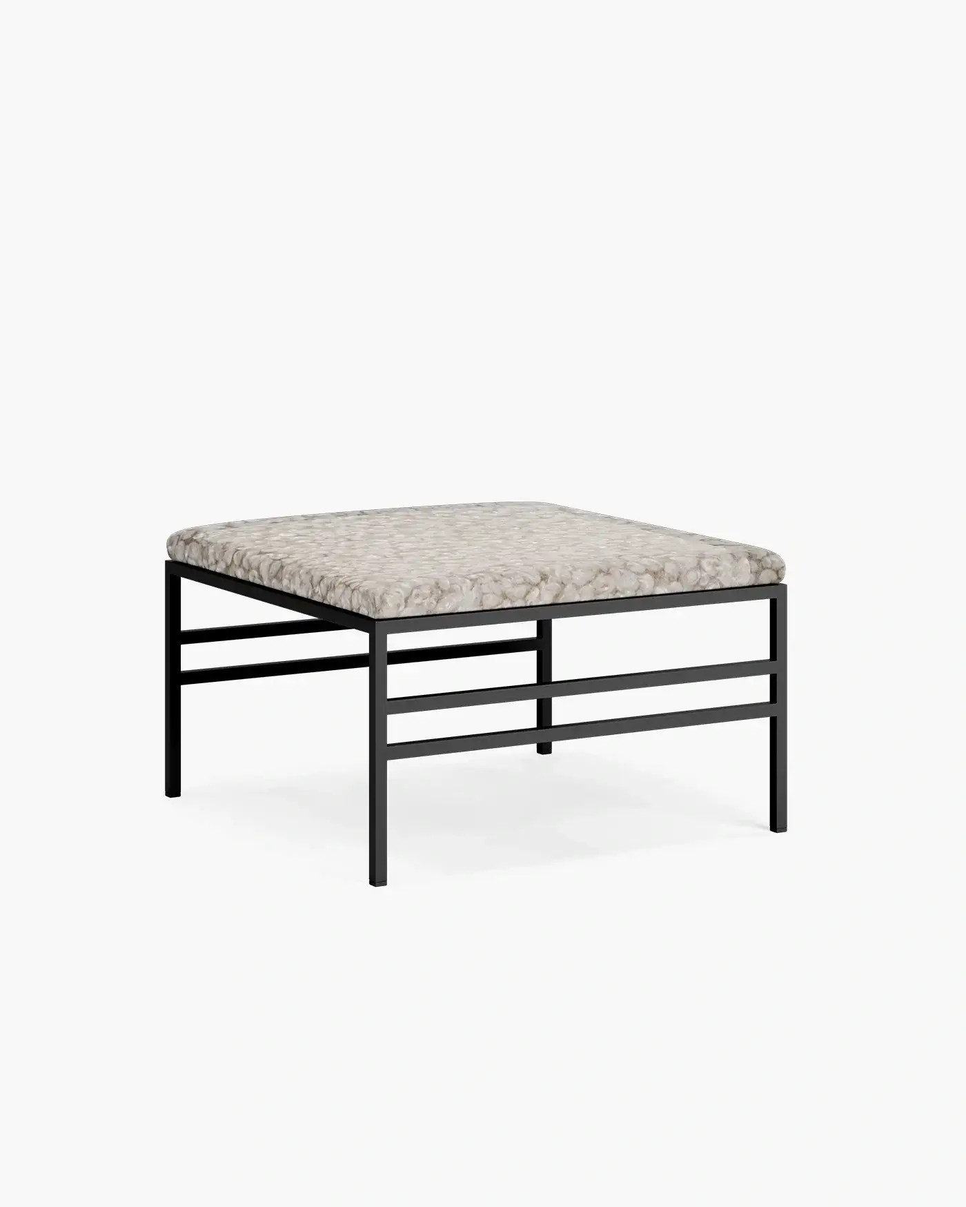 Bench Anton - Black Frame - Ivory bouclé Cushion
