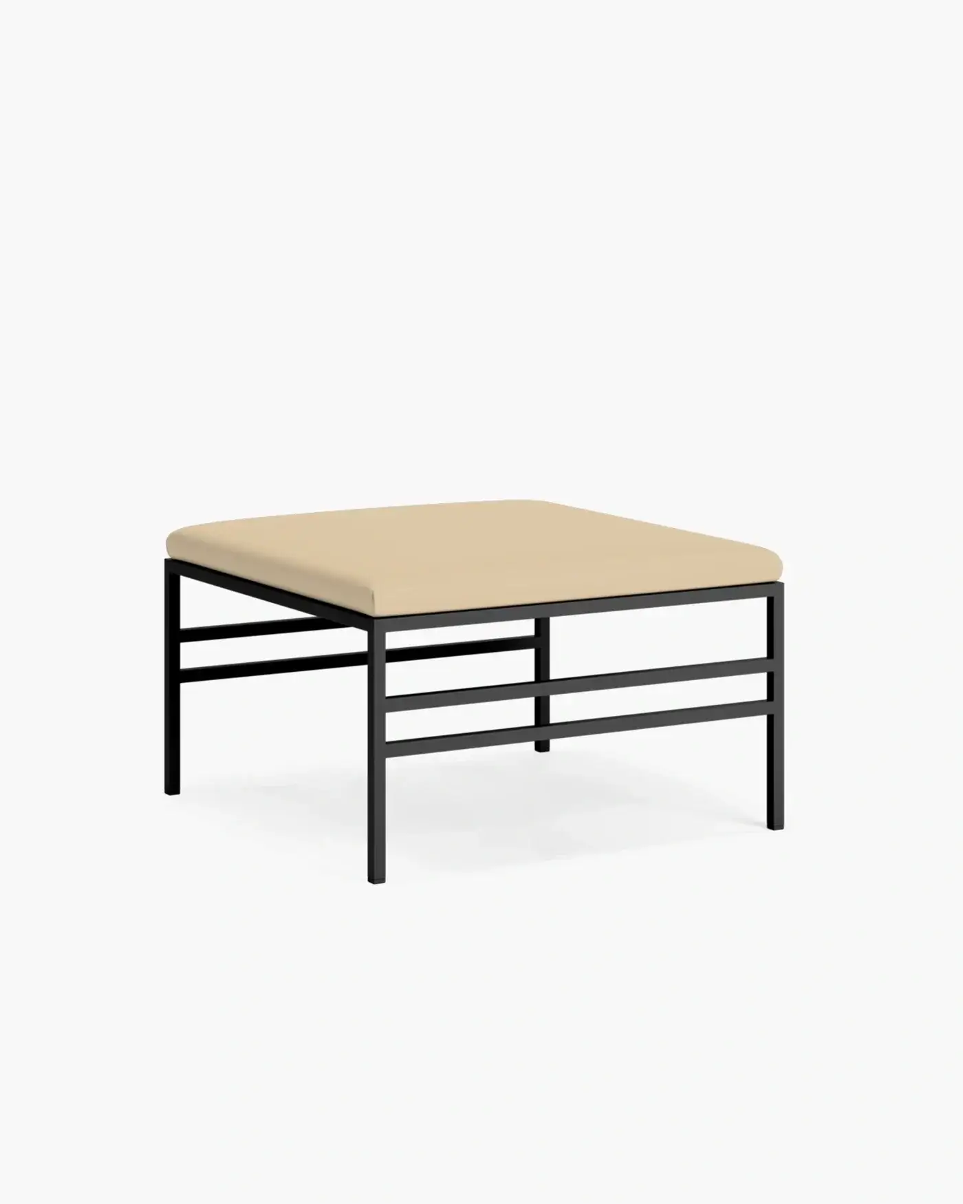Bench Anton - Black Frame - Latte leather Cushion