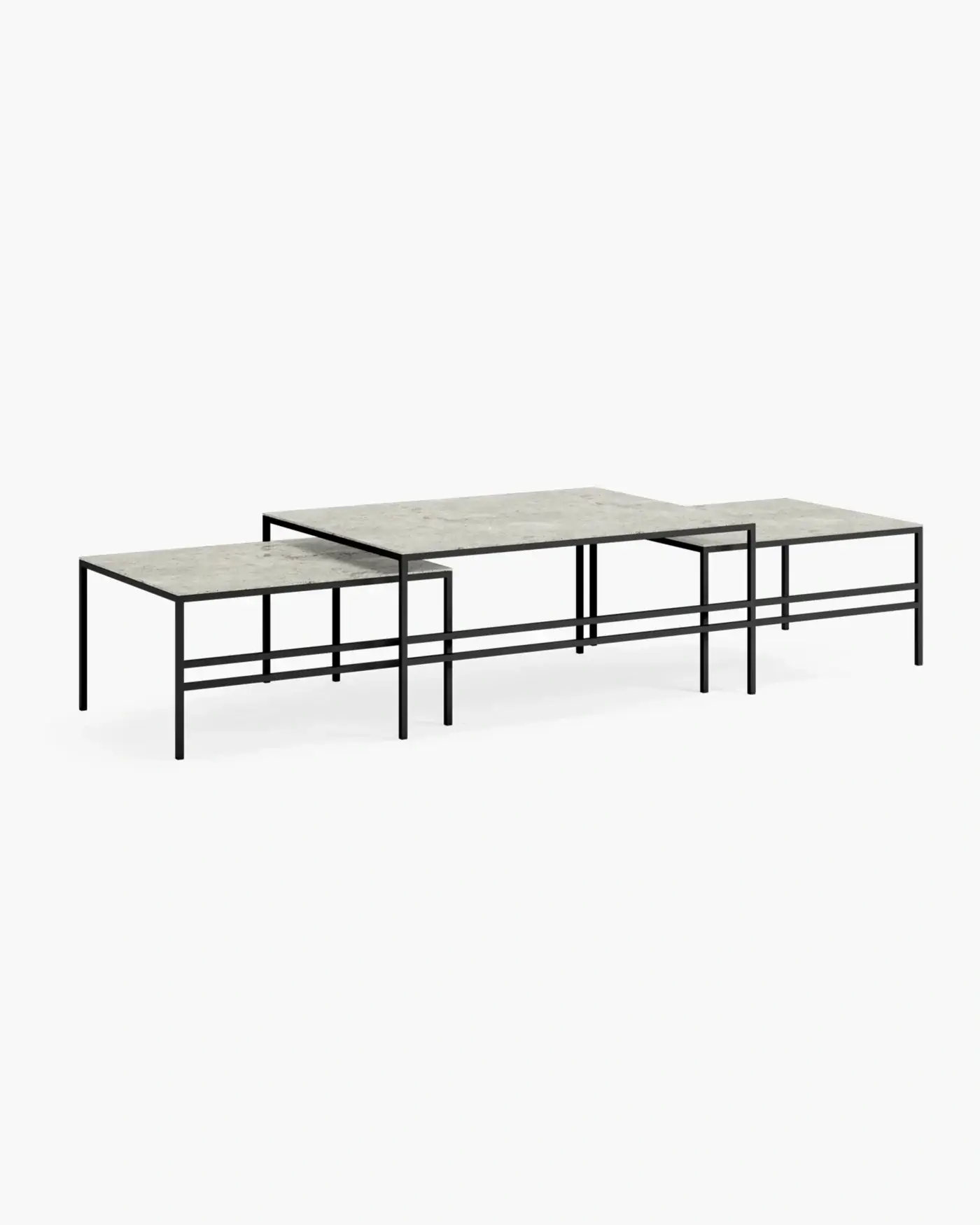 Coffee table Anton - Large set - Black Frame - Sabbia Dekton Top