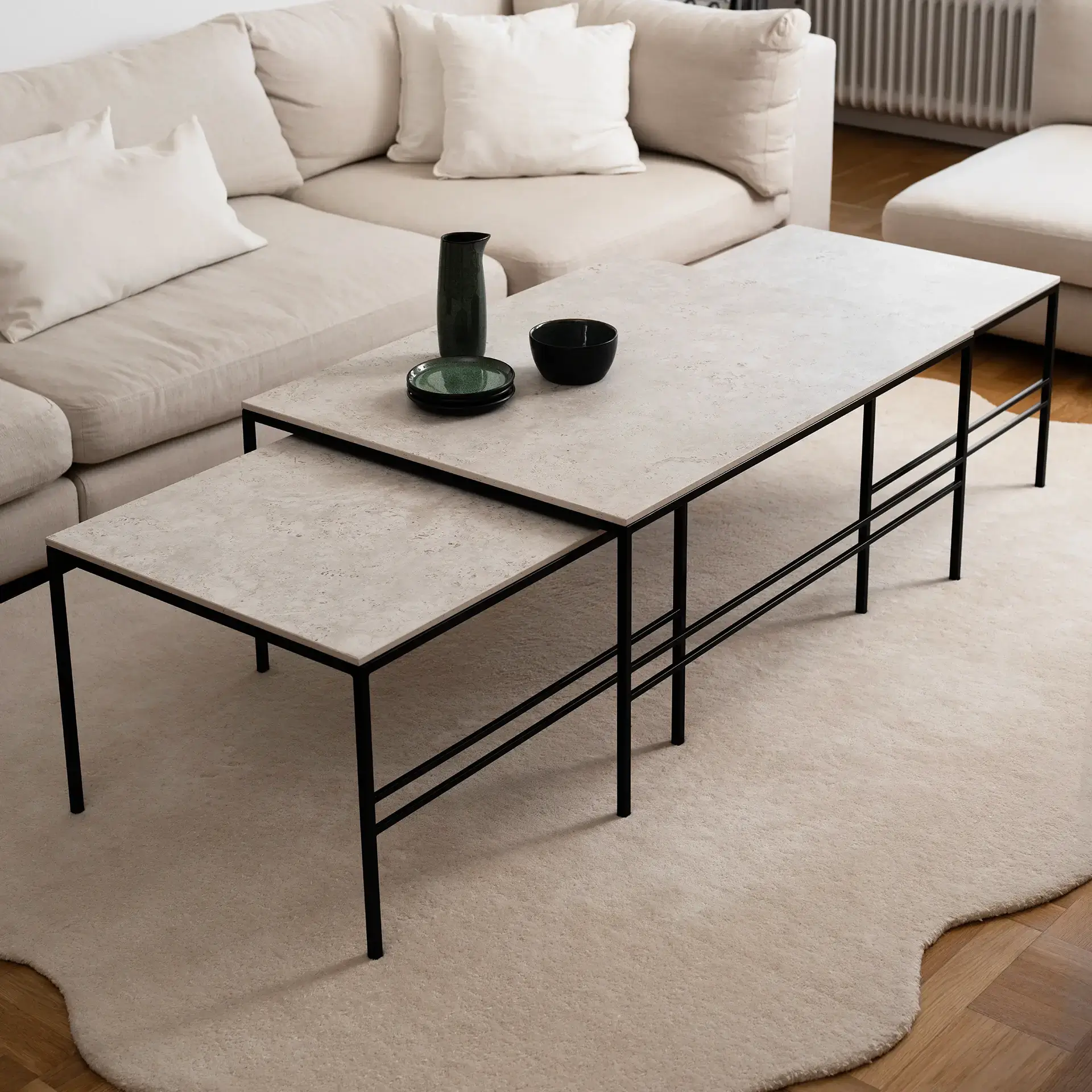 Coffee table Anton - Large set - Black Frame - Sabbia Dekton Top - Image 3