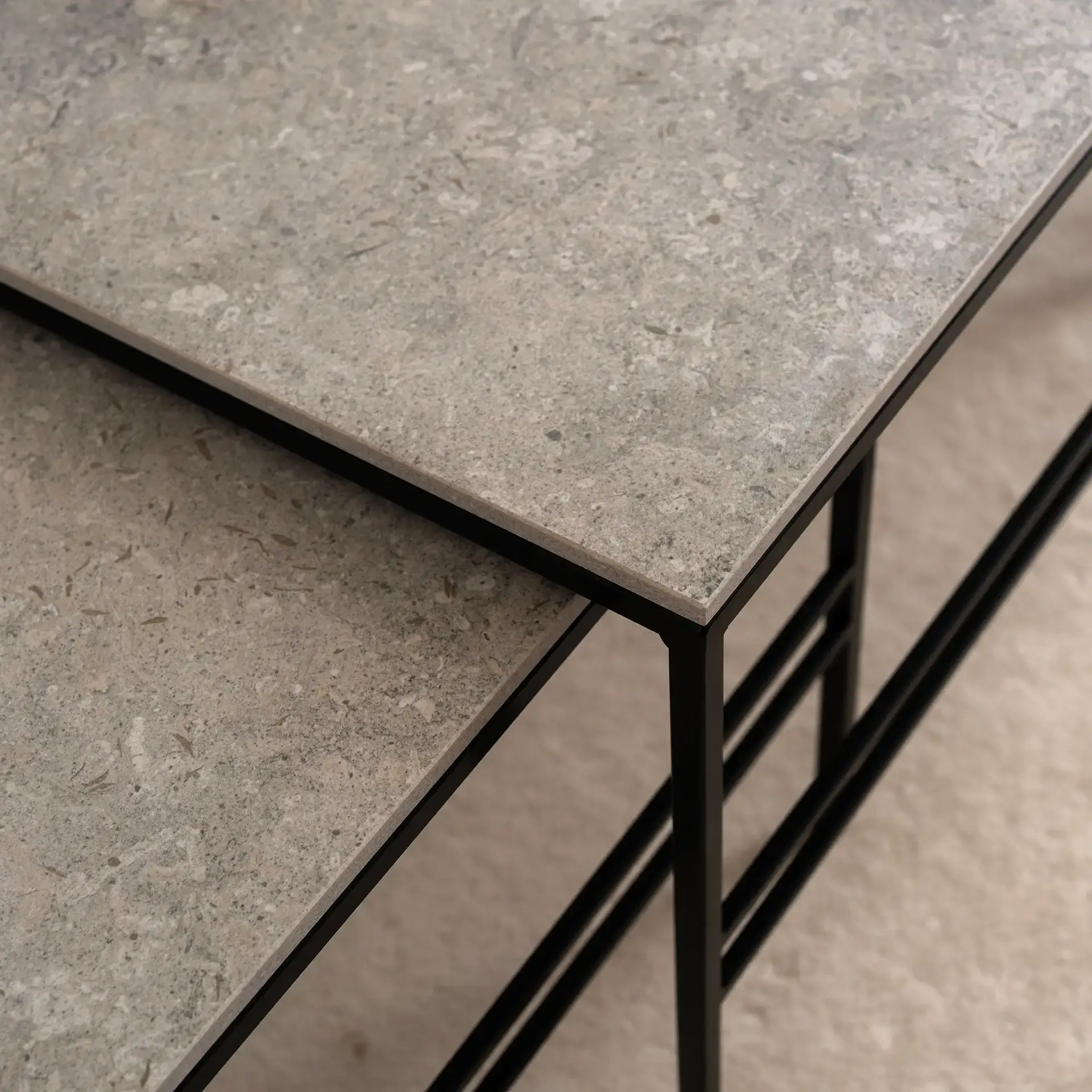Coffee table Anton - Small set - Black Frame - Grigio Dekton Top - Image 4
