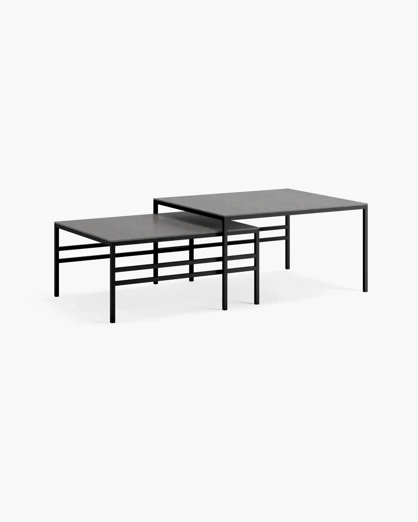 Lounge table Anton - Small set - Black Frame- Grafite Dekton Top