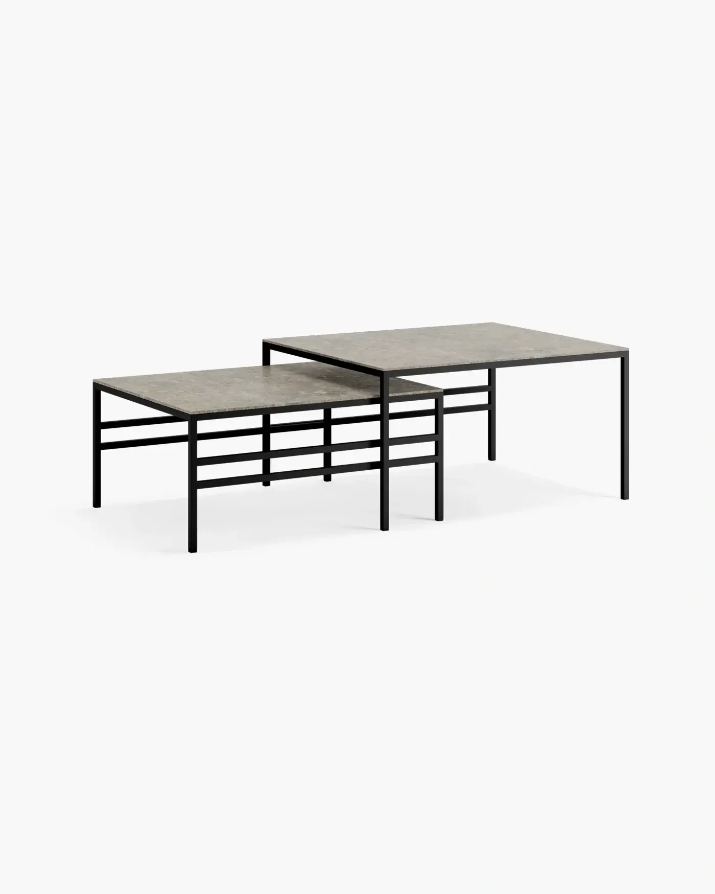 Lounge table Anton  - Small set - Black Frame - Grigio Dekton Top