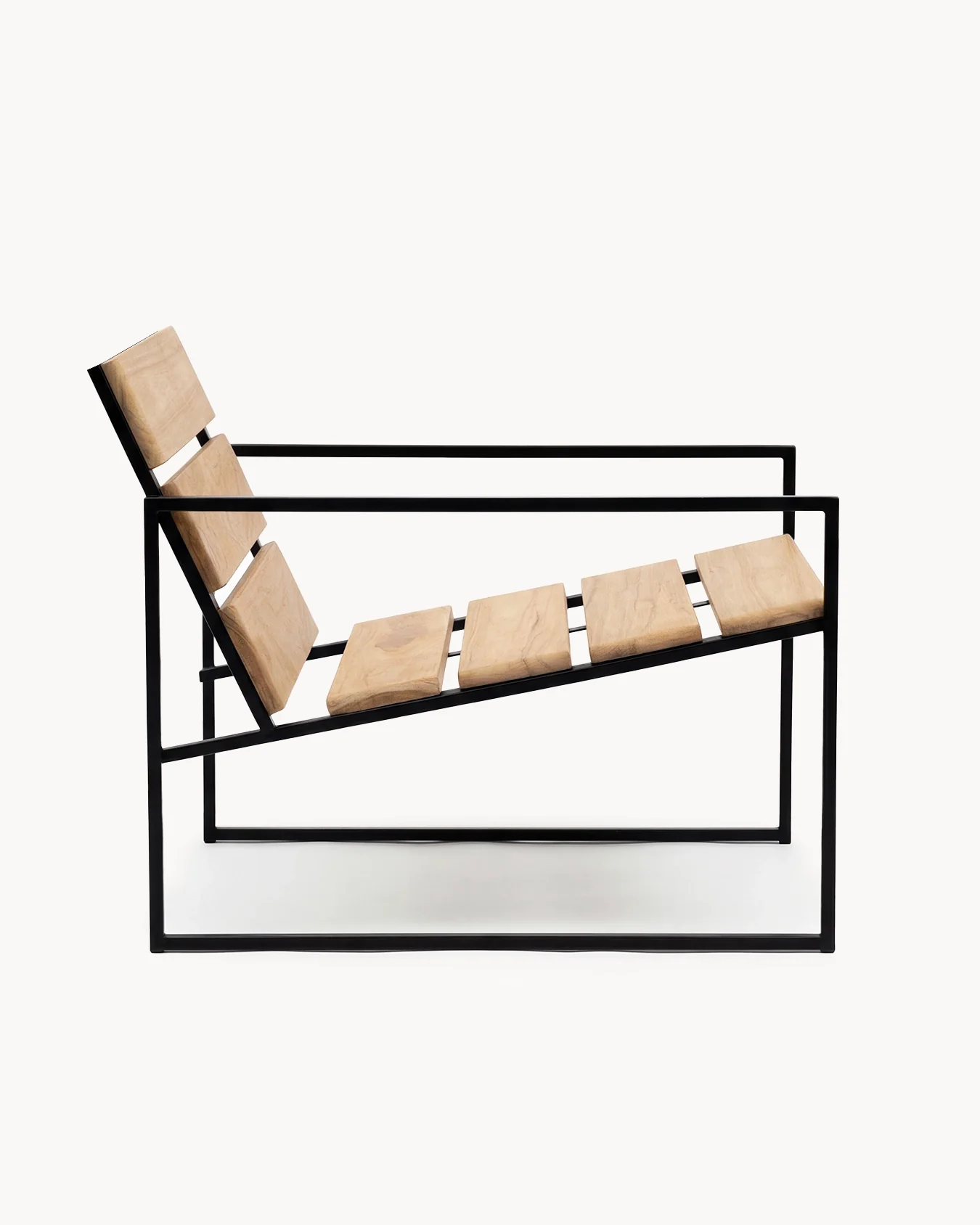 Outdoor Lounge Chair Arvid – Black Frame & Teak - Image 5