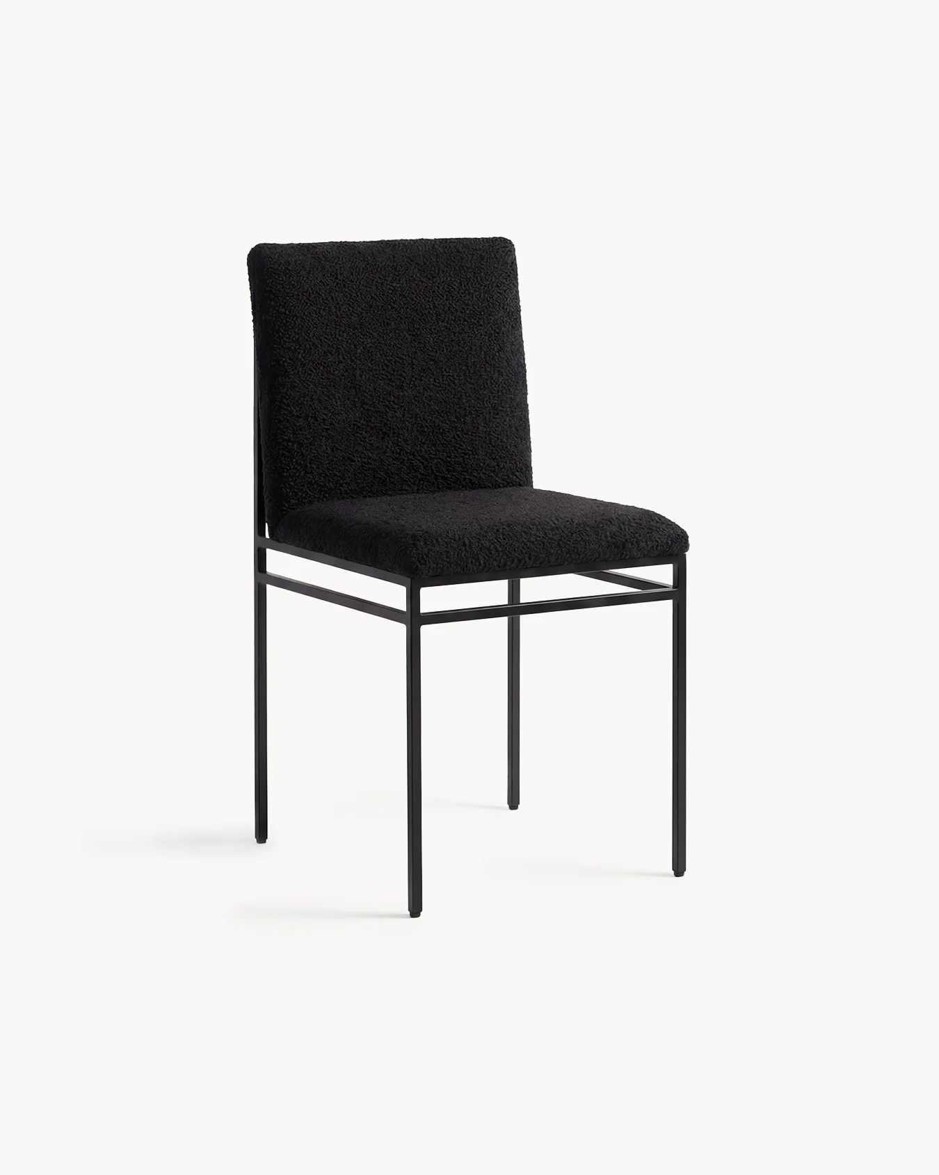 Dining chair Bella - Black Frame - Black Bouclé Cushion