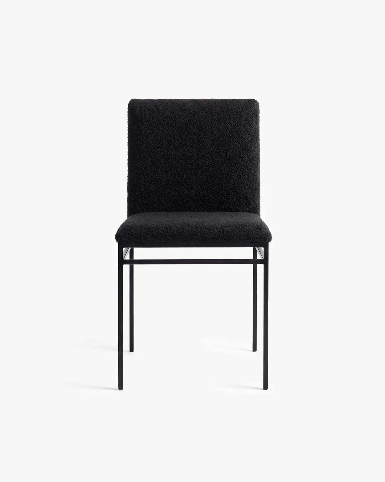 Dining chair Bella - Black Frame - Black Bouclé Cushion - Image 2