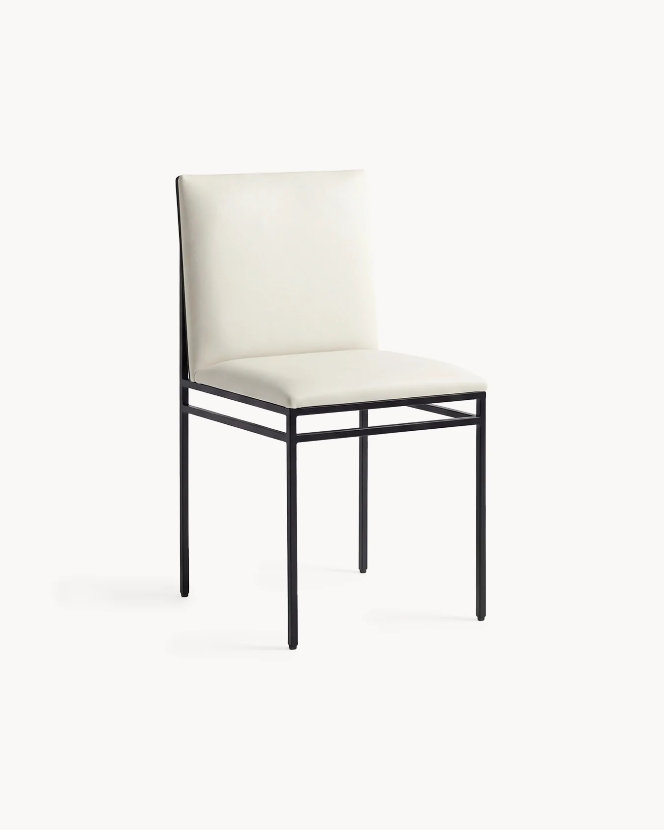 Dining chair Bella - Black Frame - Ivory Leather Cushion