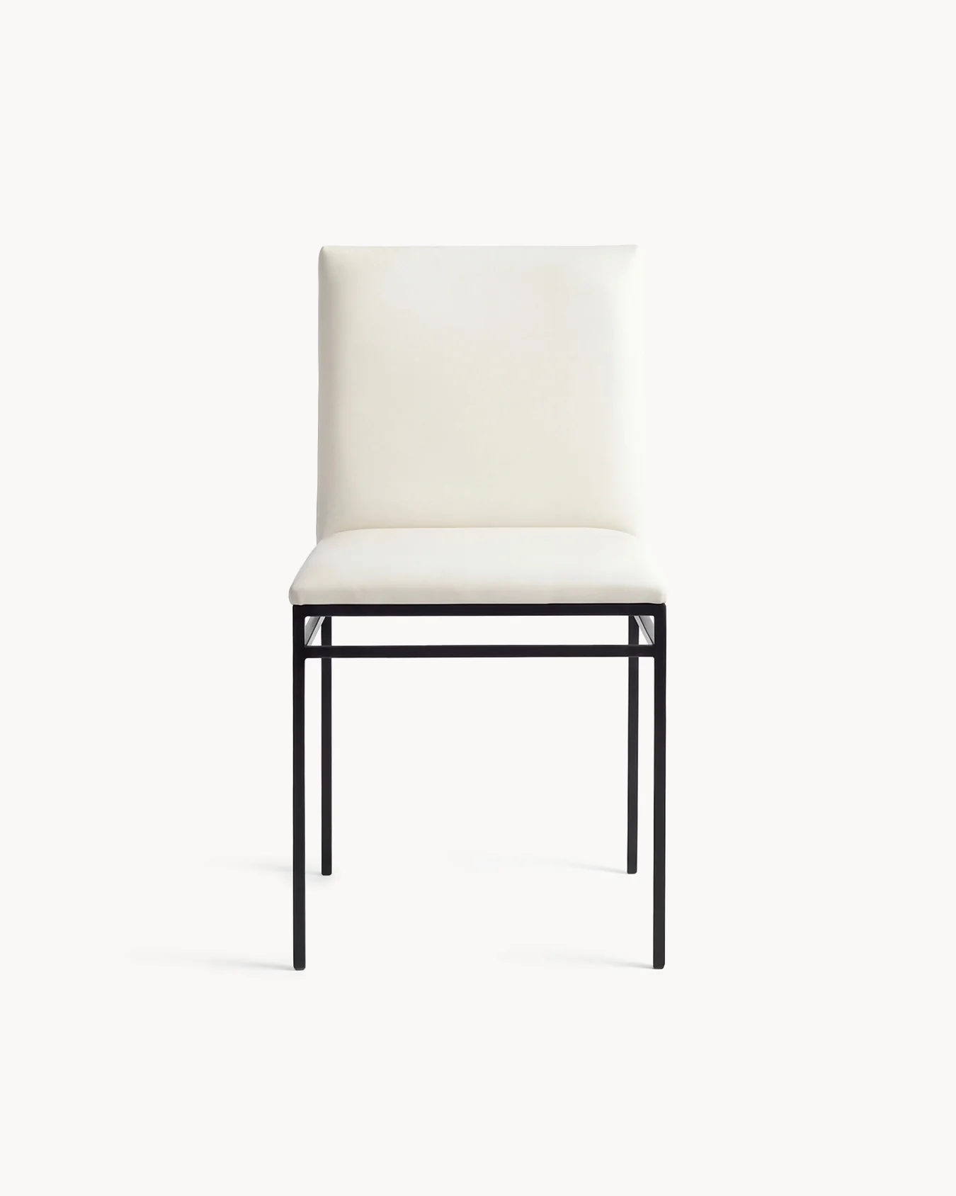Dining chair Bella - Black Frame - Ivory Leather Cushion - Image 3