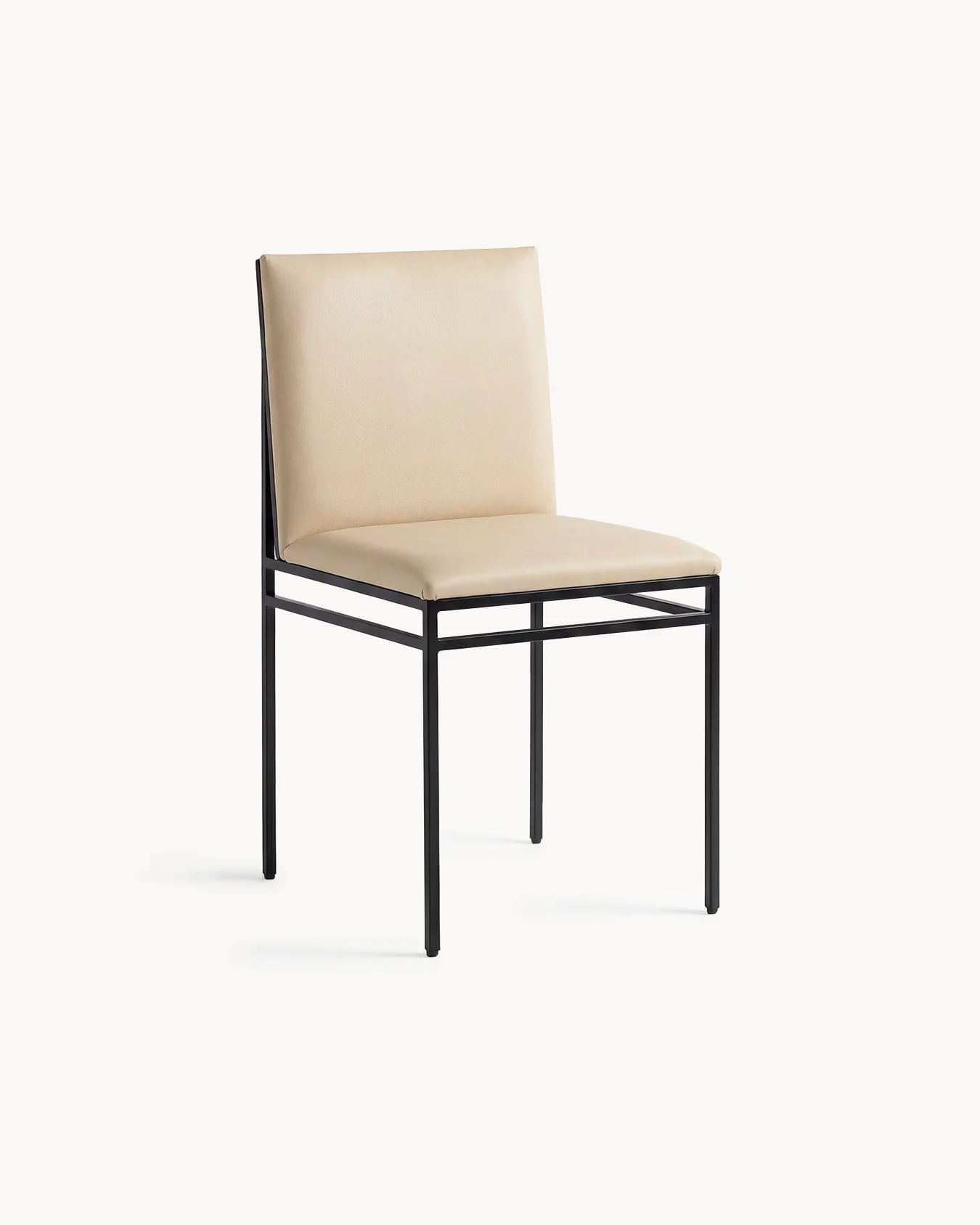 Dining chair Bella - Black Frame - Sand Leather