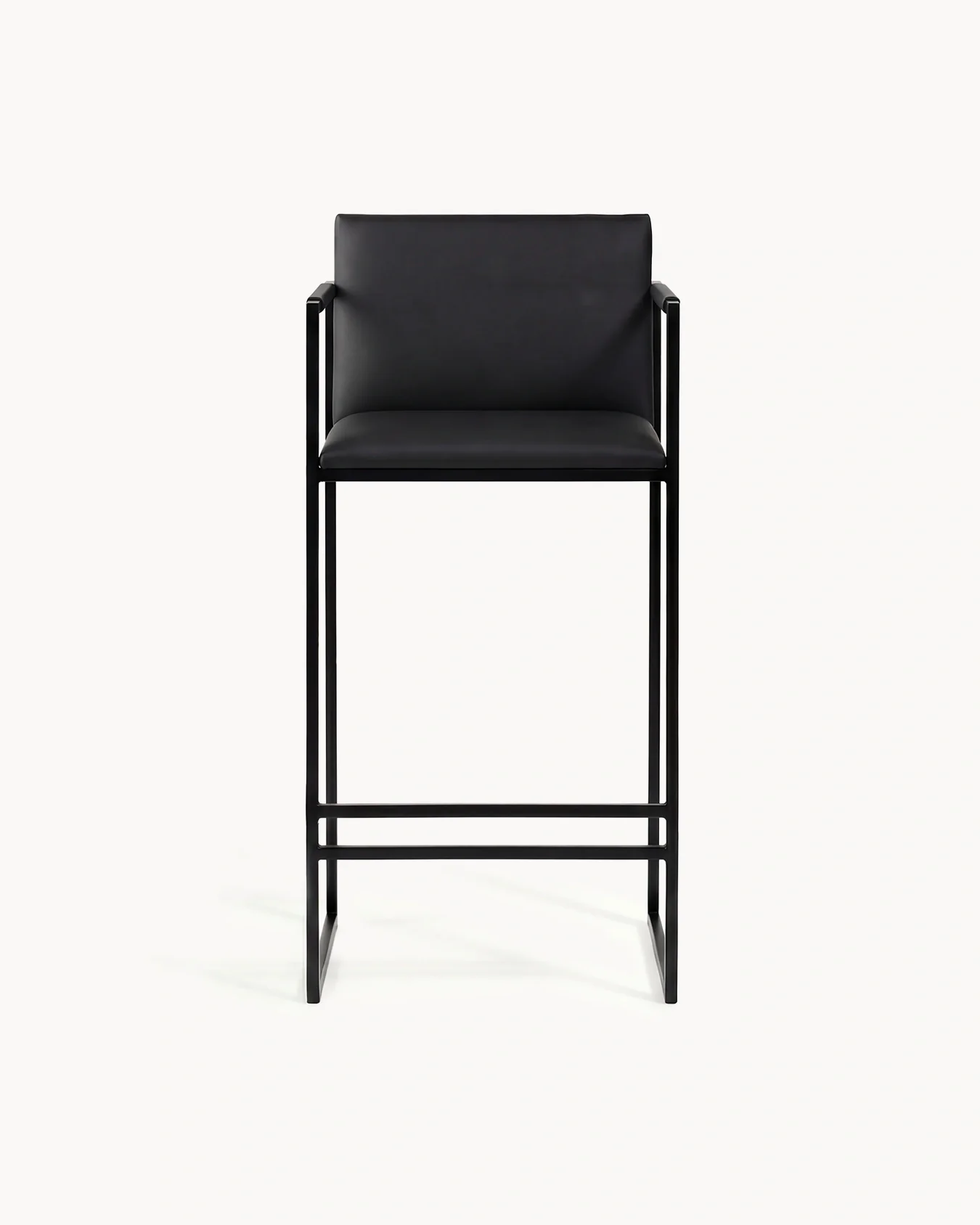Bar Stool Bruno – Black – Jade Black Leather - Jade Black Armrest - Image 4