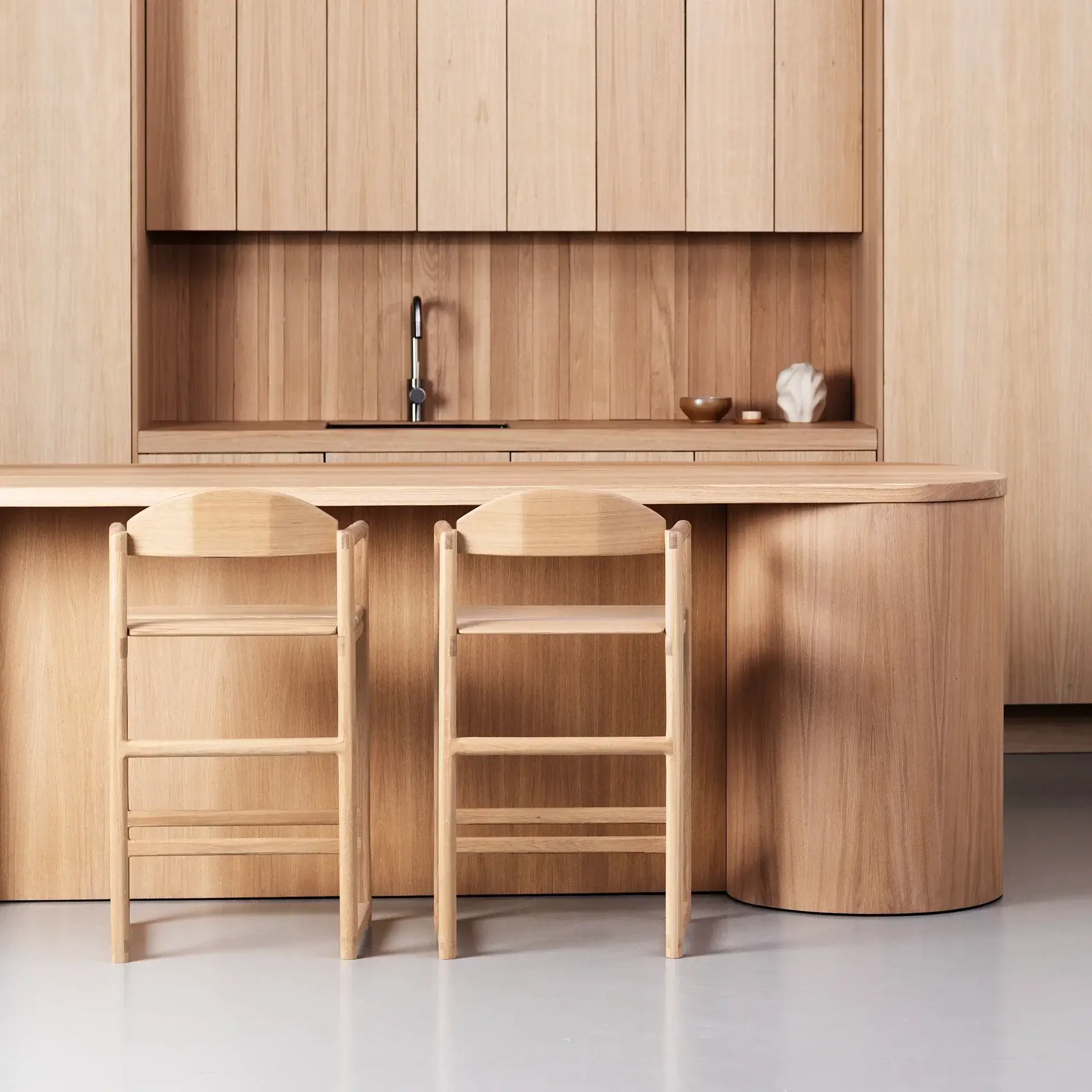 Oak Bar Stool Carl – Oak – Wood Seat - Image 2