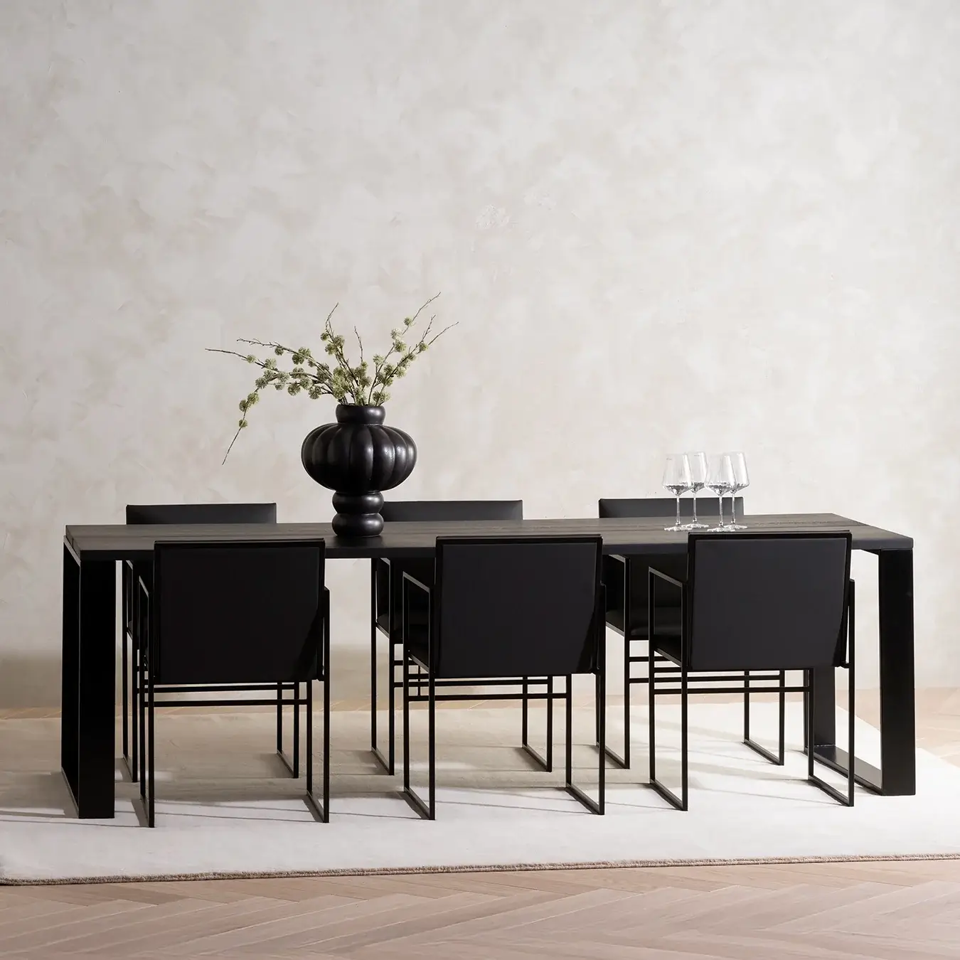 Dining table Diana  - Black Frame - Black oak Wood Top - Image 3