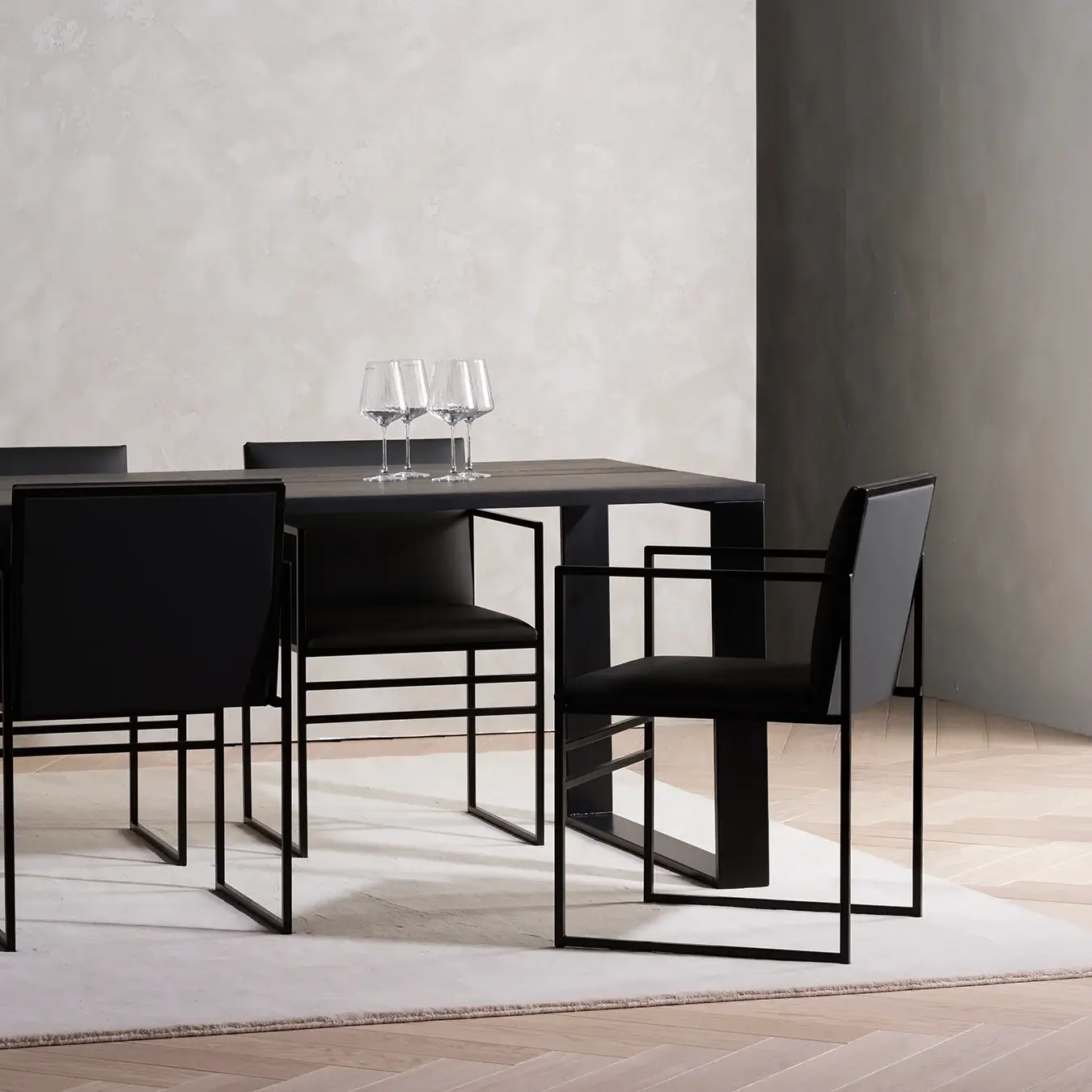 Dining table Diana  - Black Frame - Black oak Wood Top - Image 6