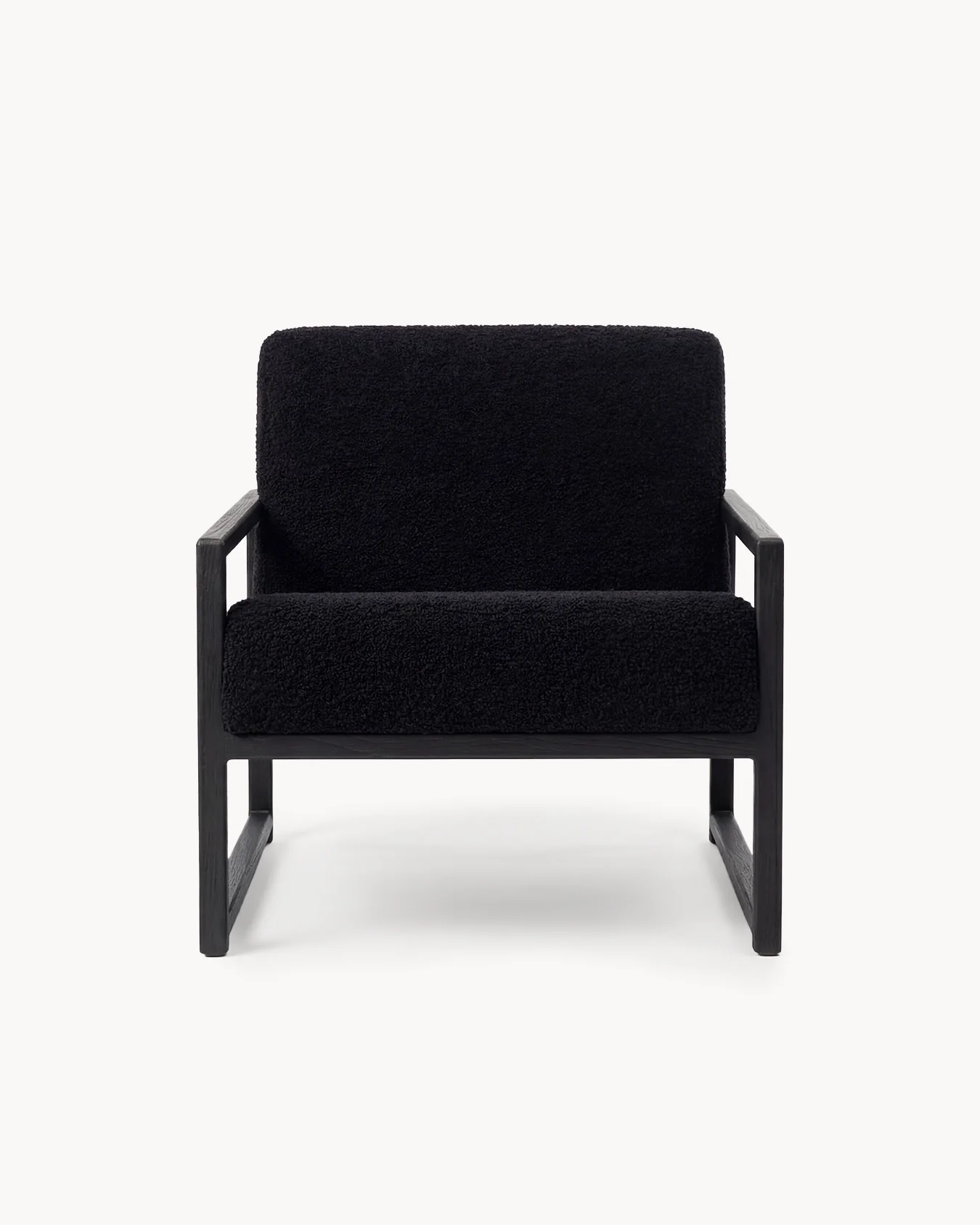 Armchair Einar – Black Oak Frame – Black Bouclé Cushion - Image 4