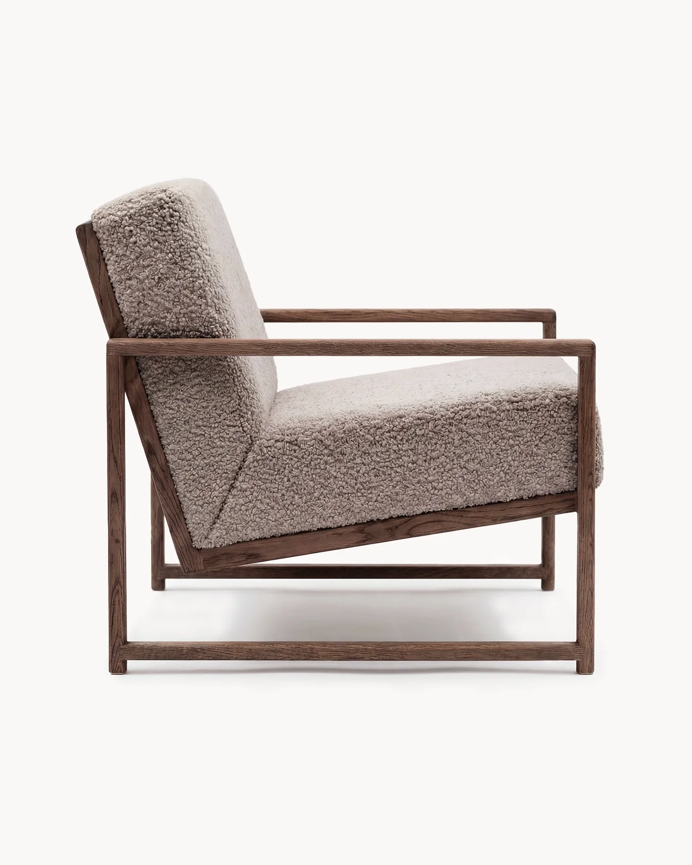 Armchair Einar – Dark Oak Frame – Greige Bouclé Cushion - Image 5