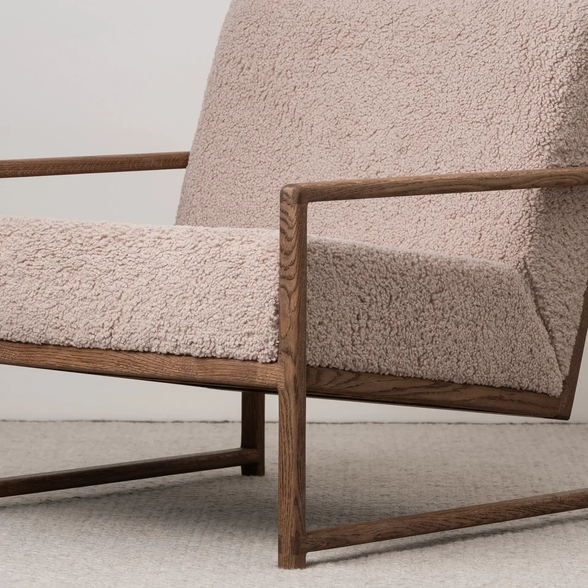 Armchair Einar – Dark Oak Frame – Greige Bouclé Cushion - Image 6