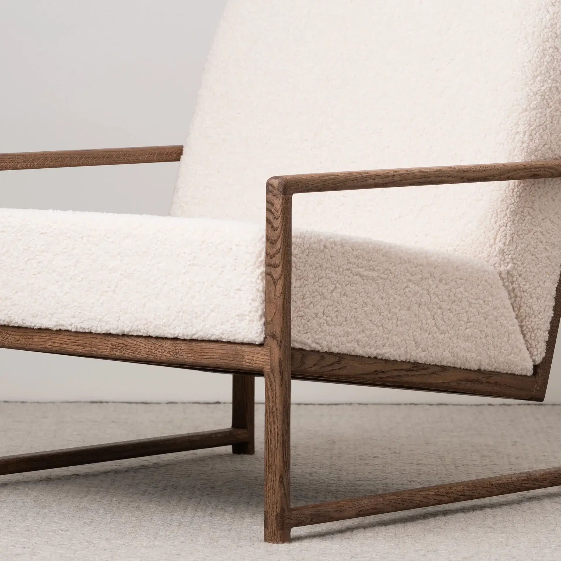 Armchair Einar – Dark Oak Frame – Ivory Bouclé Cushion - Image 6