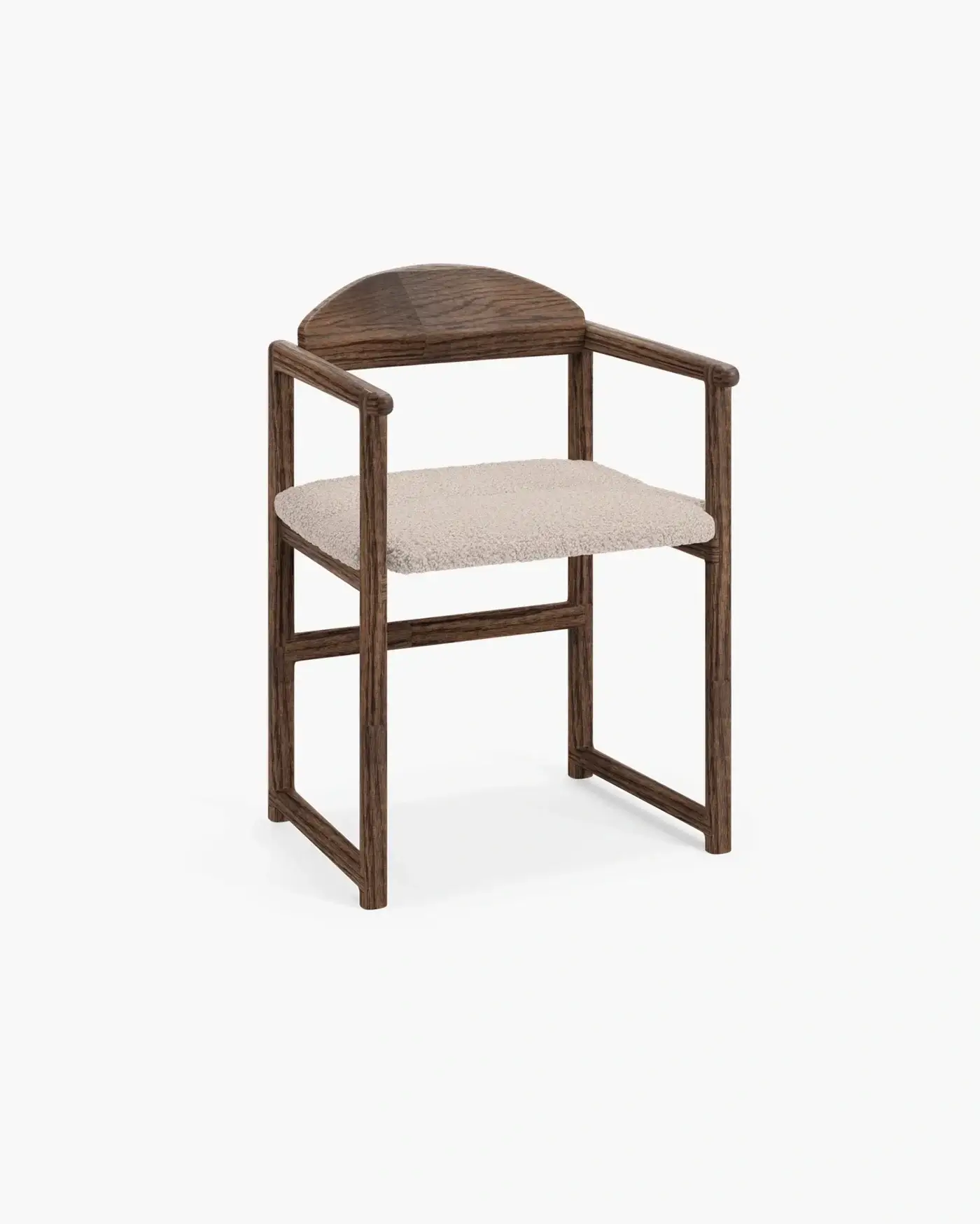 Dining chair Erik - Dark Oak Wood Frame - Greige Bouclé Cushion