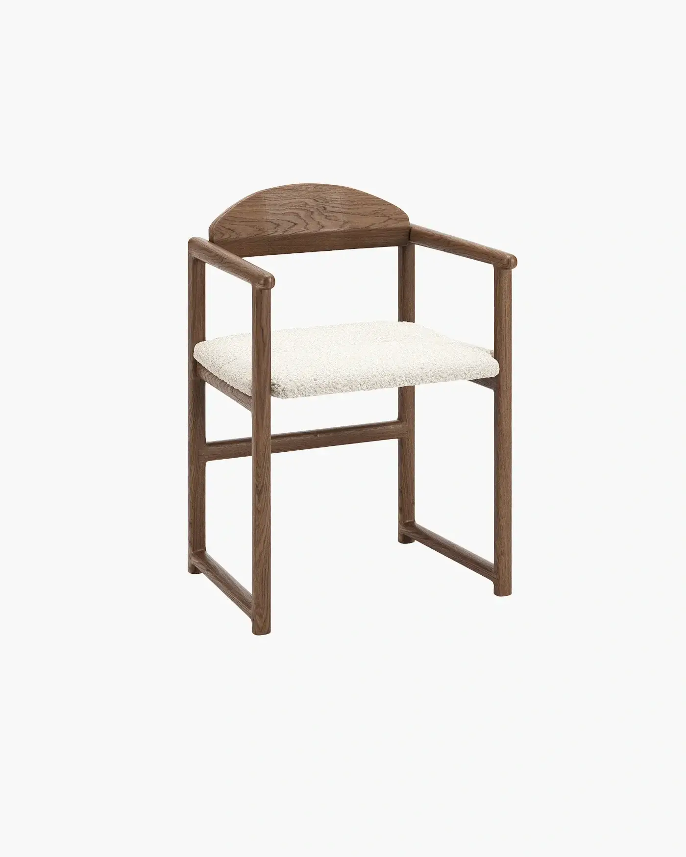 Dining chair Erik - Dark Oak Frame - Ivory Bouclé Cushion