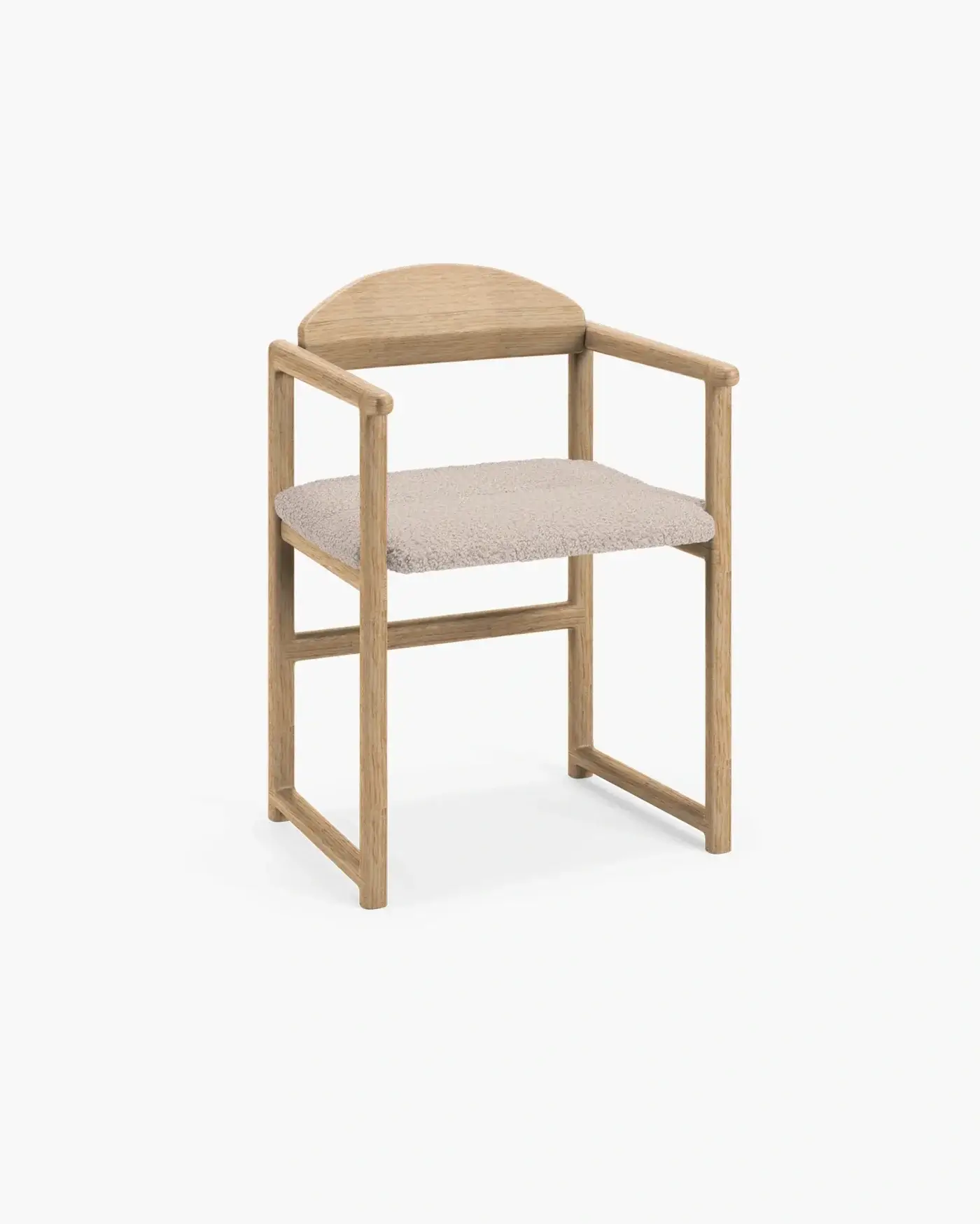 Dining chair Erik - Oak Wood Frame - Greige bouclé Cushion