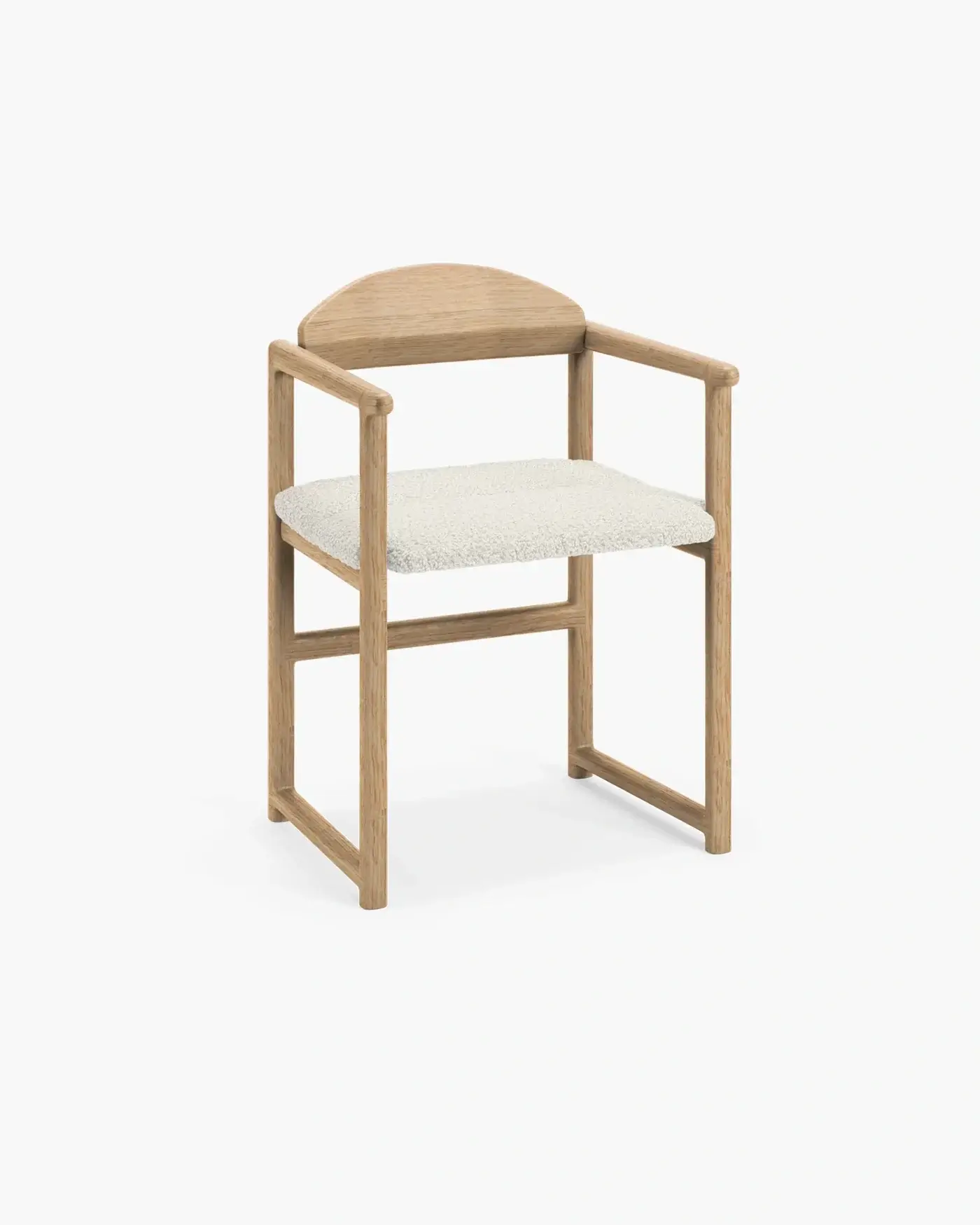 Dining chair Erik - Oak Wood Frame - Ivory bouclé Cushion