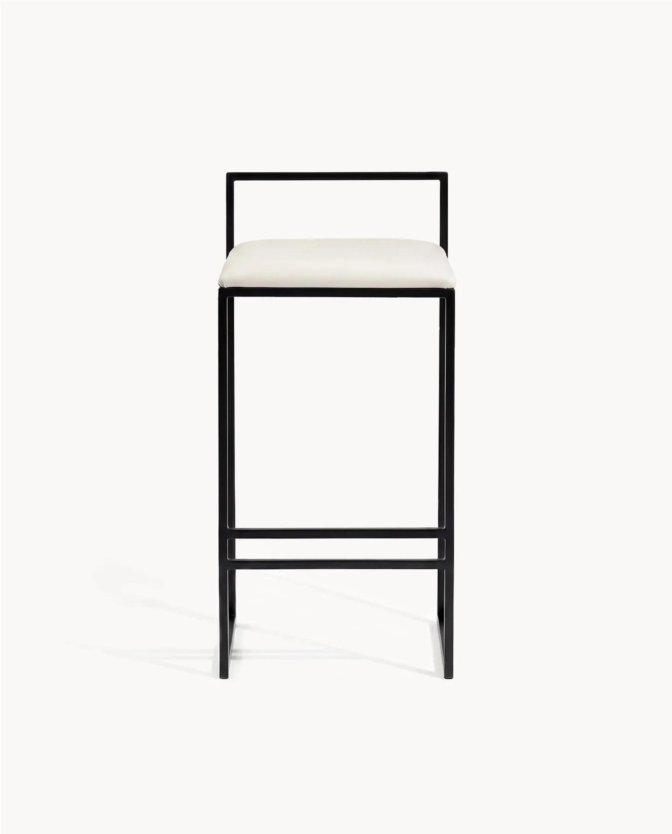 Bar Stool Freja – Black Frame – Ivory Leather Cushion - Image 3