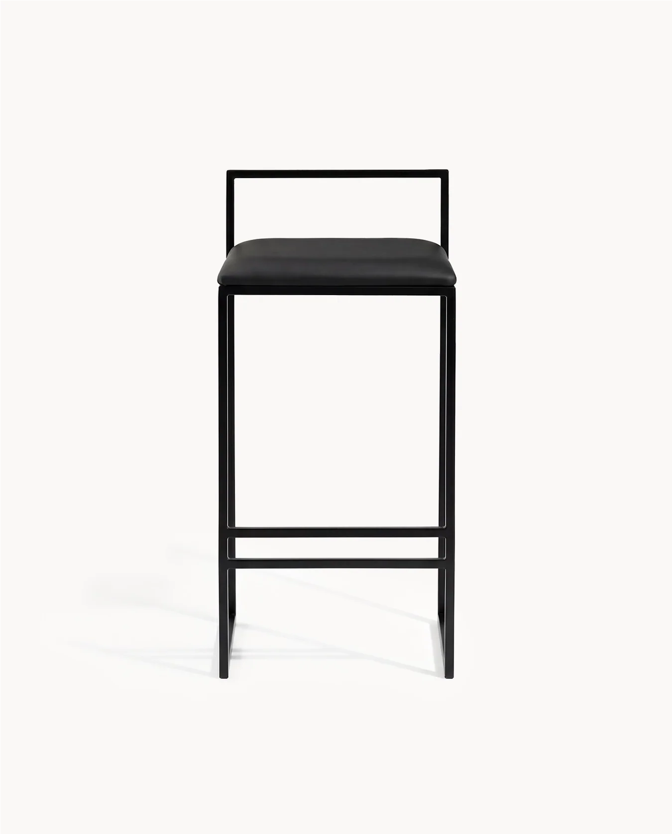 Bar Stool Freja – Black Frame – Jade Black Leather Cushion - Image 4