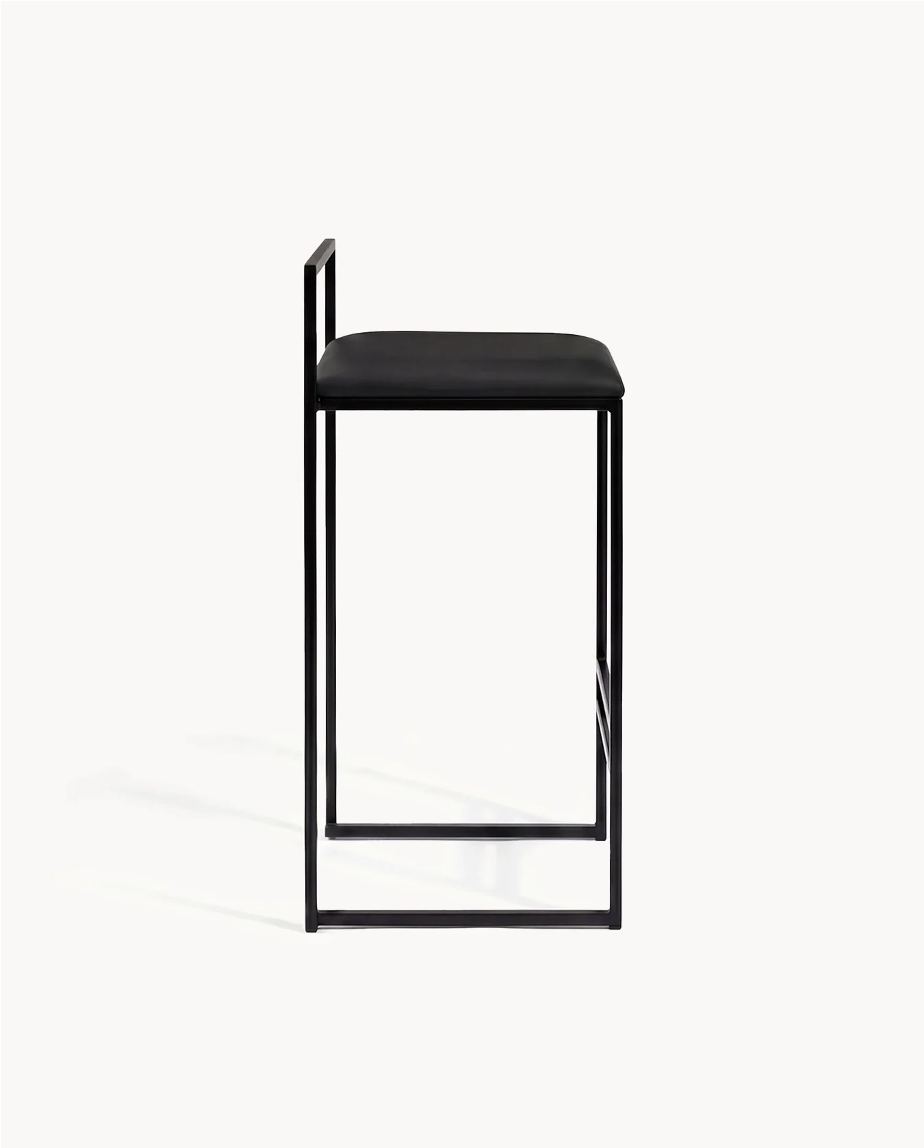 Bar Stool Freja – Black Frame – Jade Black Leather Cushion - Image 5