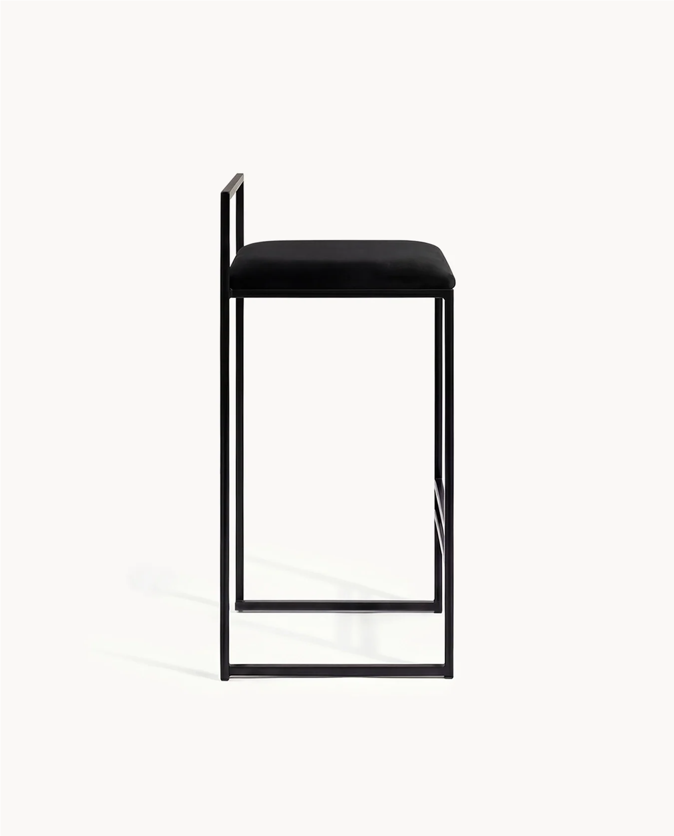 Bar Stool Freja – Black Frame – Jade Black Velvet Cushion - Image 4