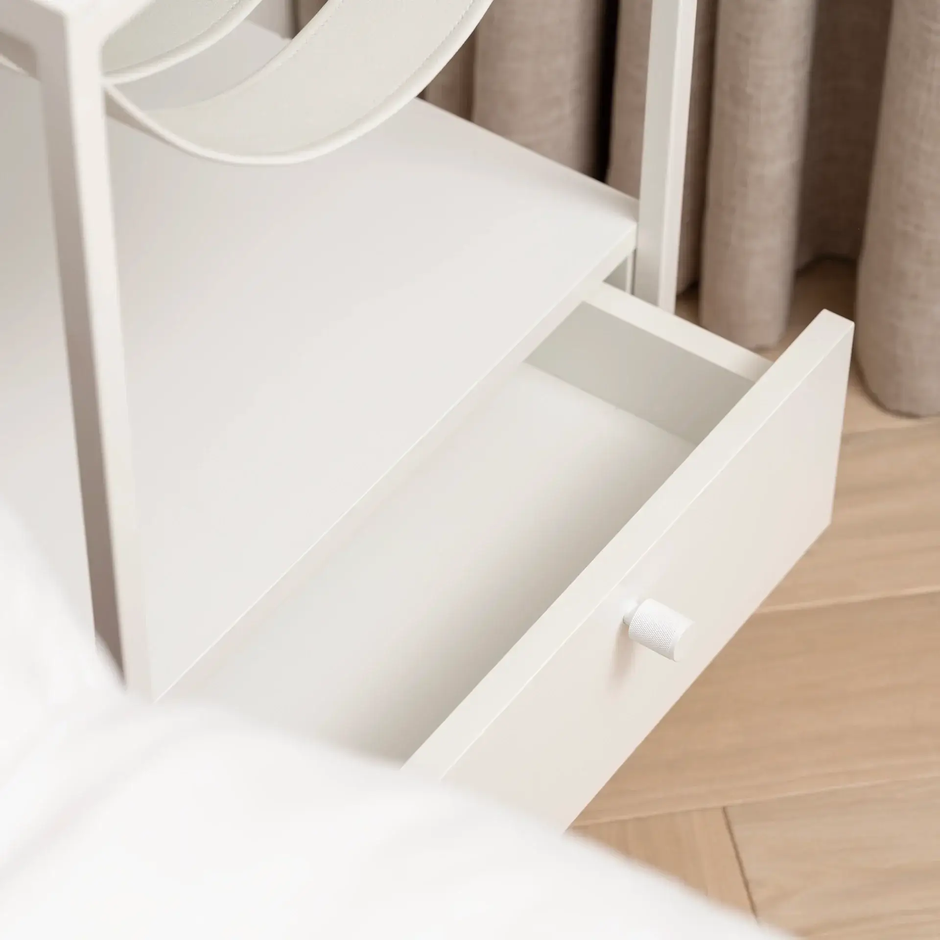 Bedside table Iris - White - White Straps - White Laminate Top - Image 5