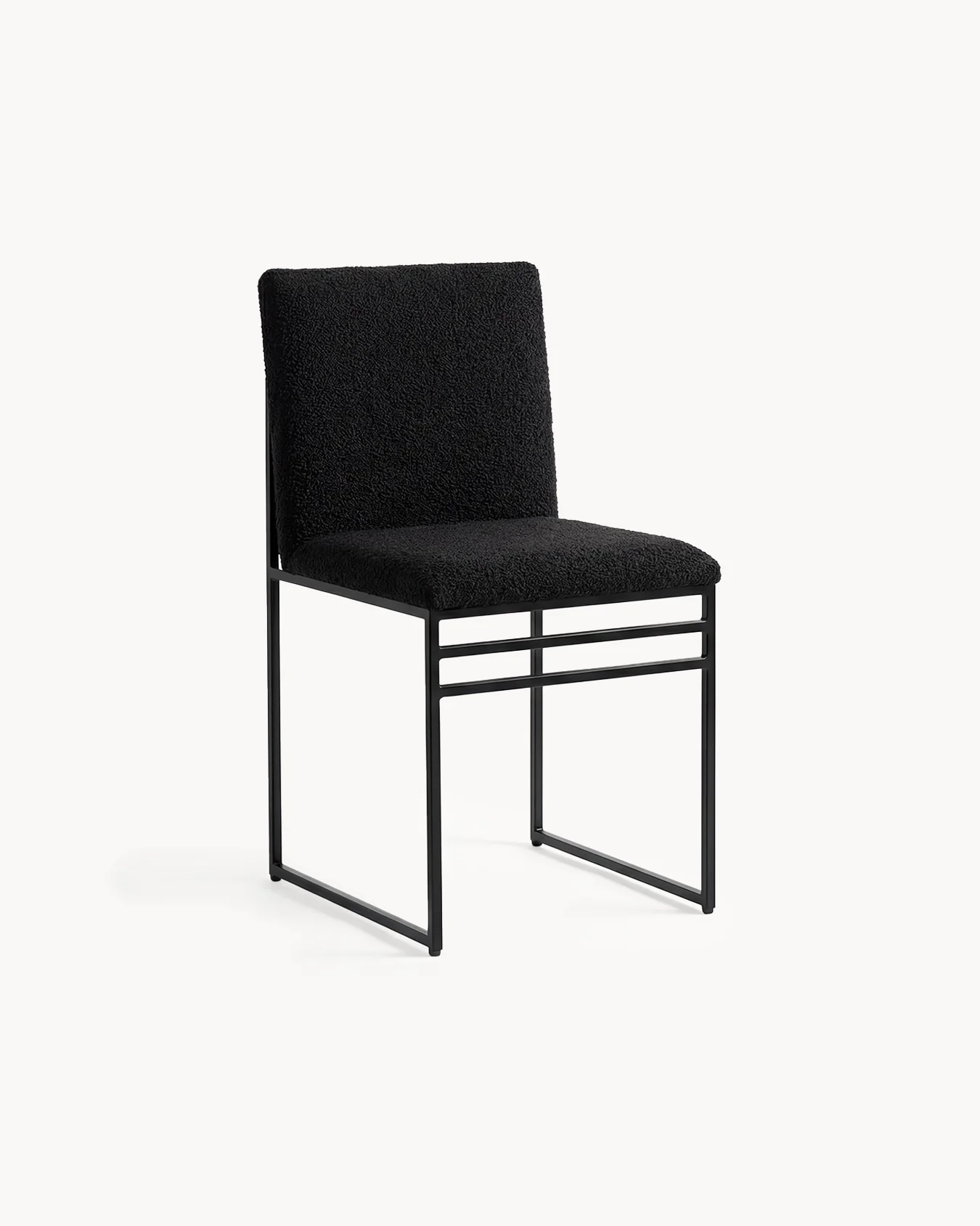 Dining chair Isabell - Black Frame - Black bouclé Cushion