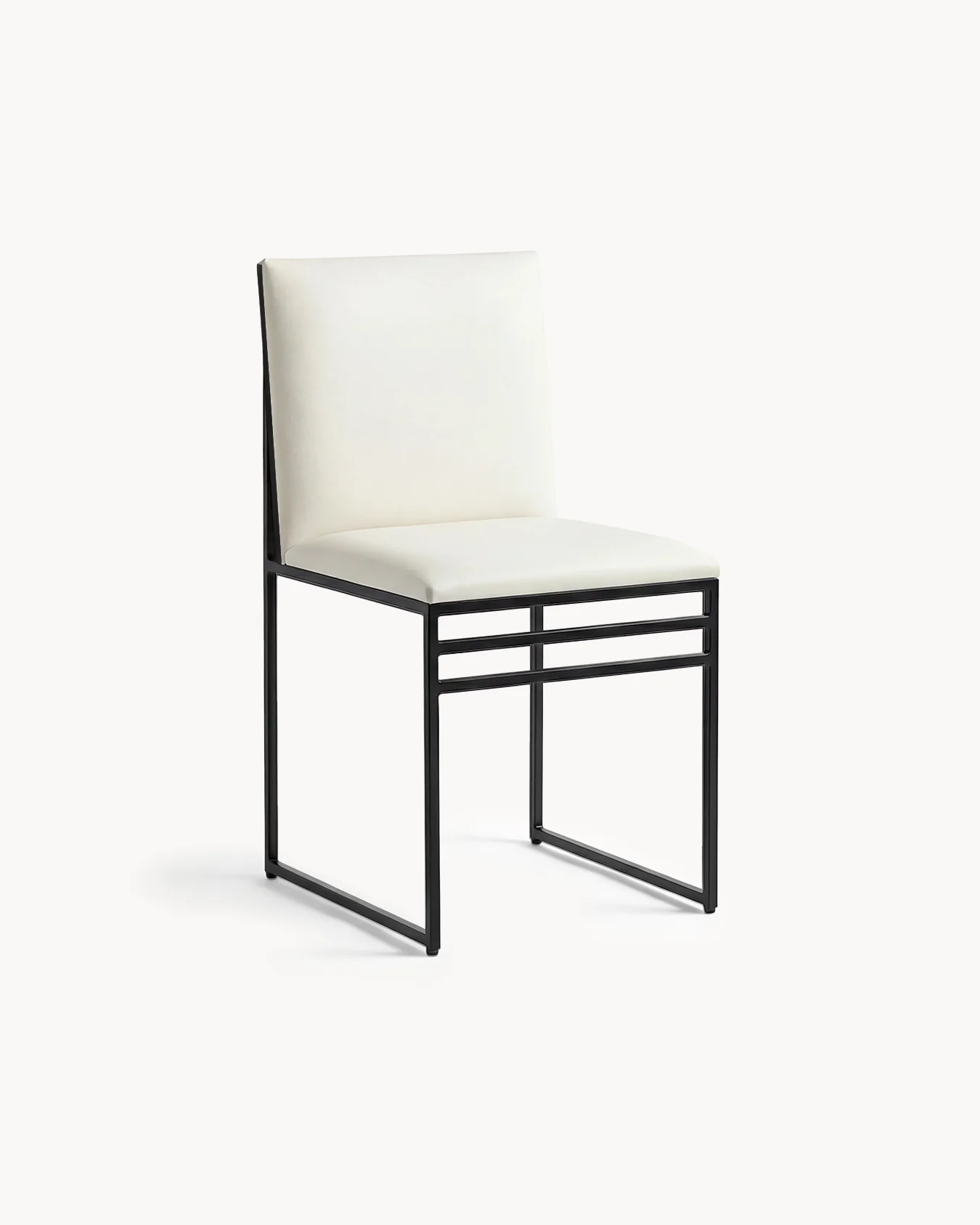 Dining chair Isabell - Black Frame - Ivory leather Cushion