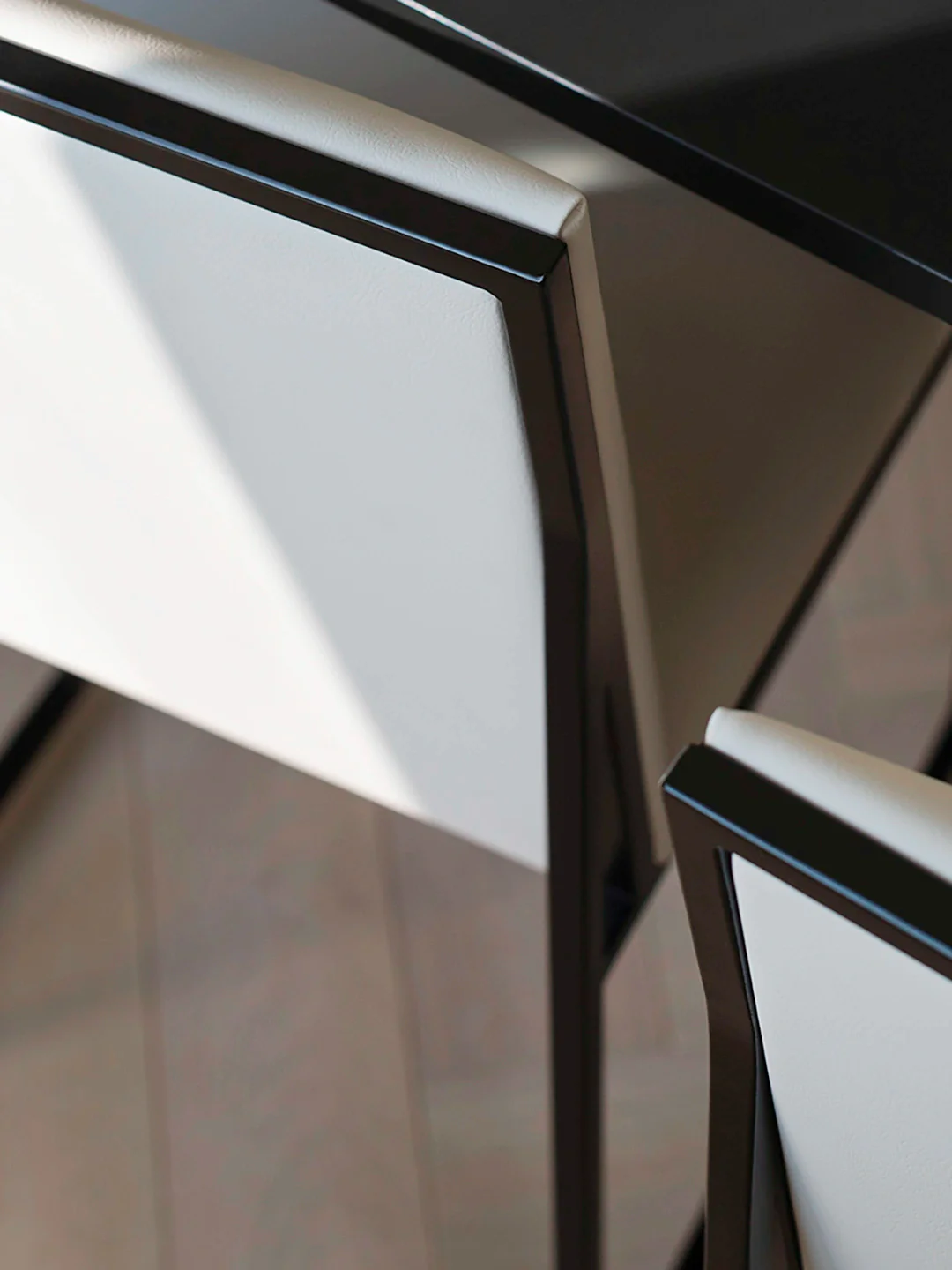 Dining chair Isabell - Black Frame - Ivory leather Cushion - Image 3