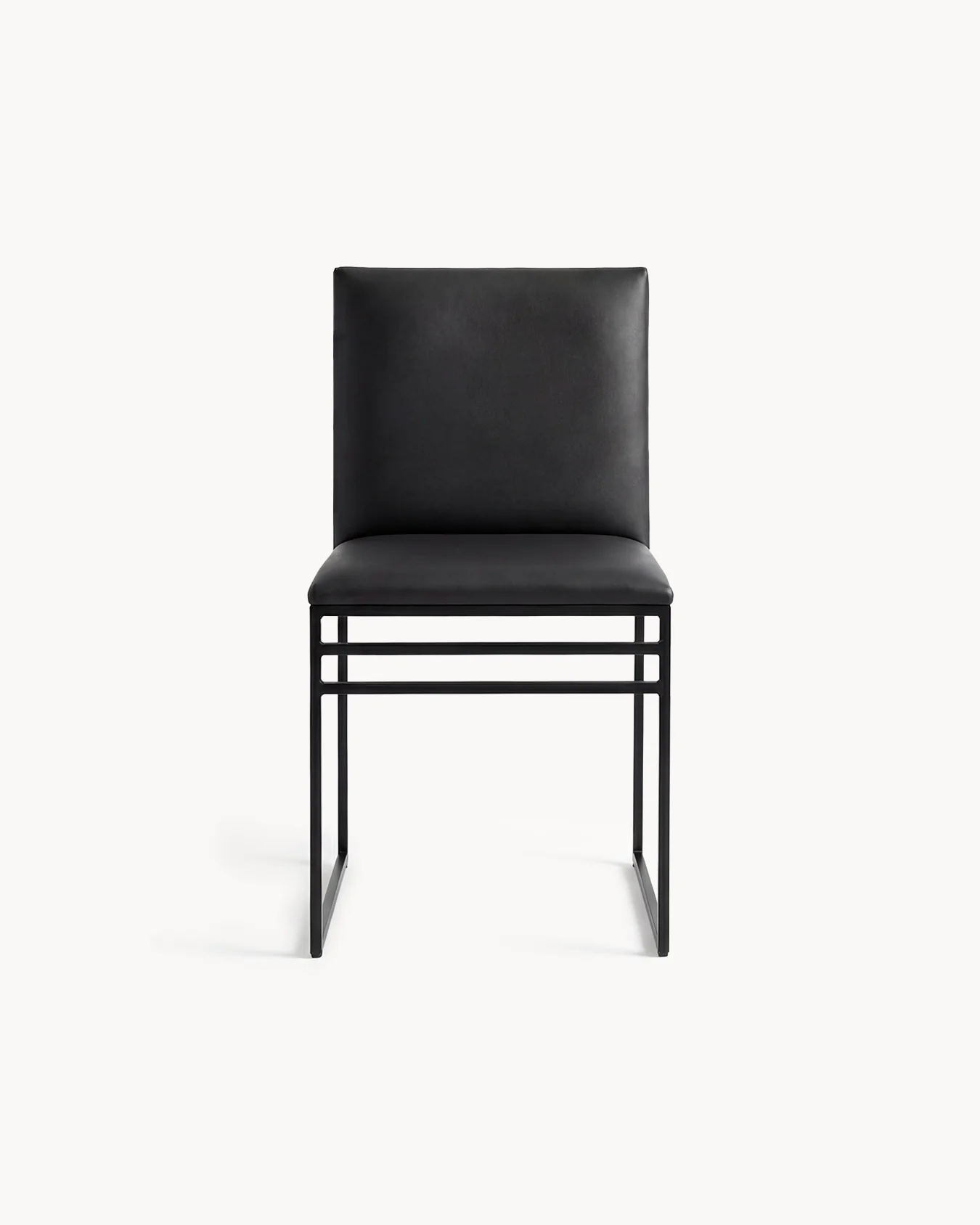 Dining chair Isabell - Black Frame - Jade black leather Cushion - Image 4
