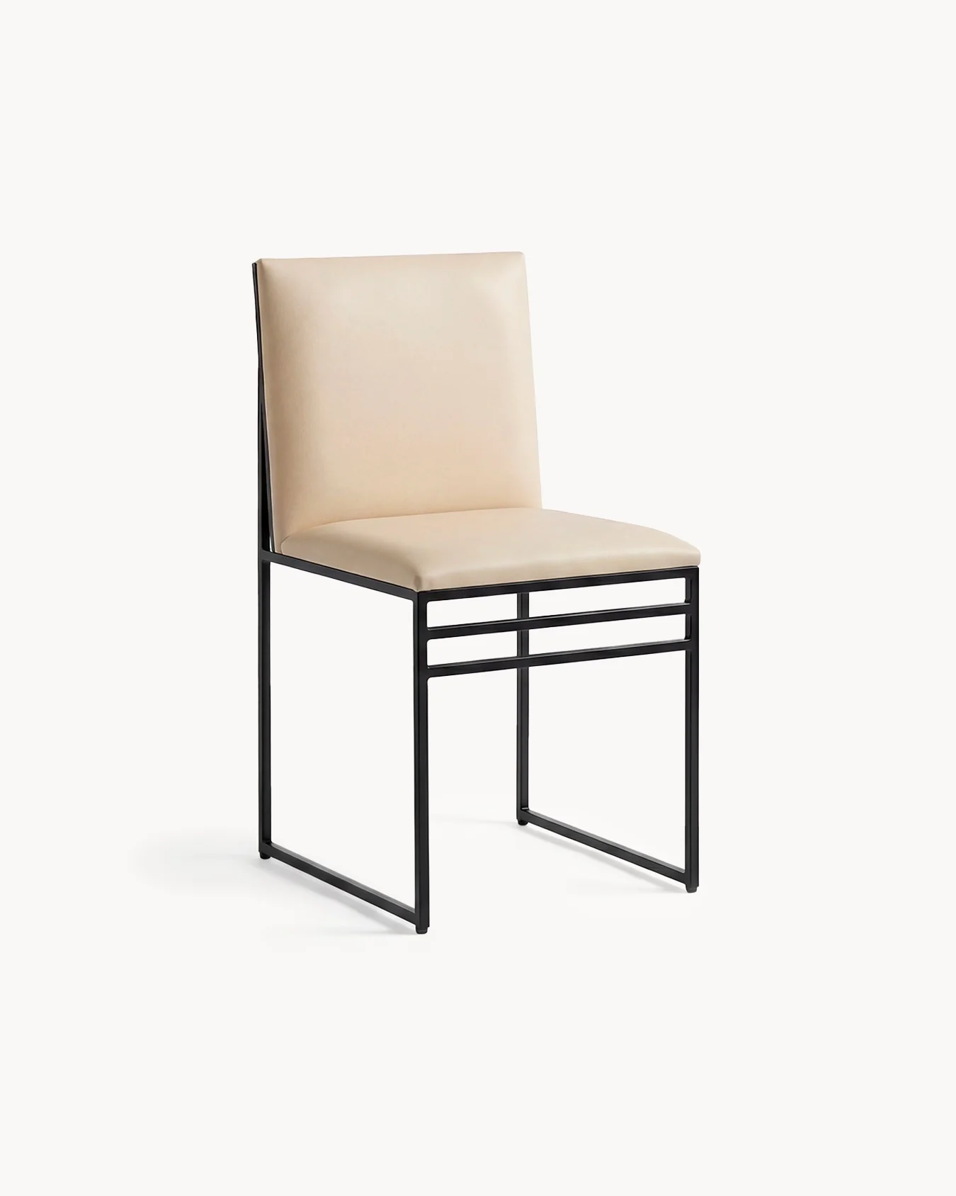 Dining chair Isabell - Black Frame - Sand leather Cushion