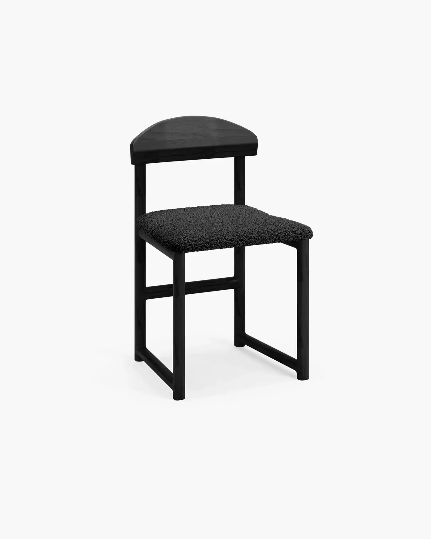 Dining chair Karin - Black Oak Wood Frame- Black bouclé Cushion