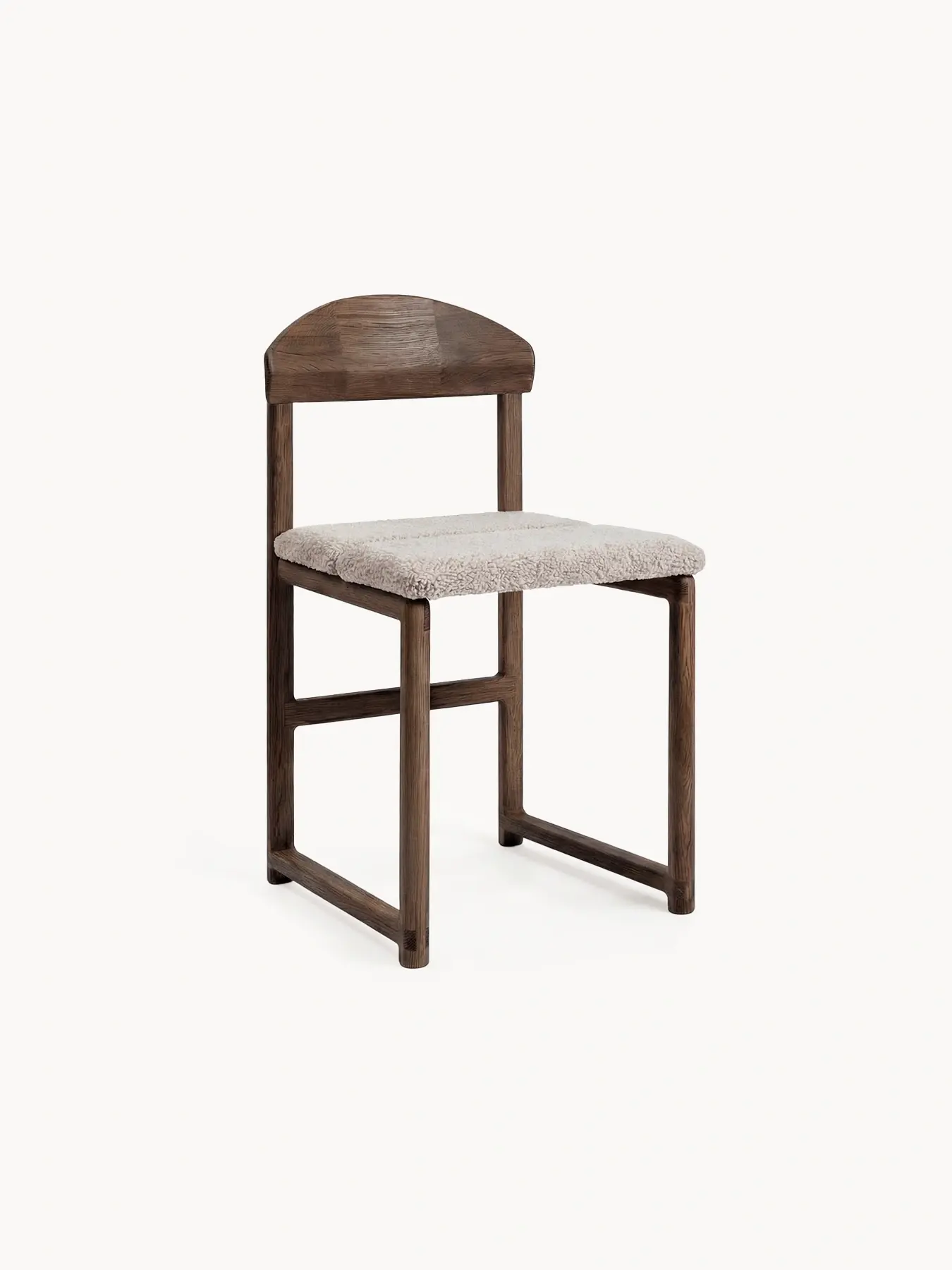 Dining chair Karin - Dark oak Wood Frame - Greige bouclé Cushion