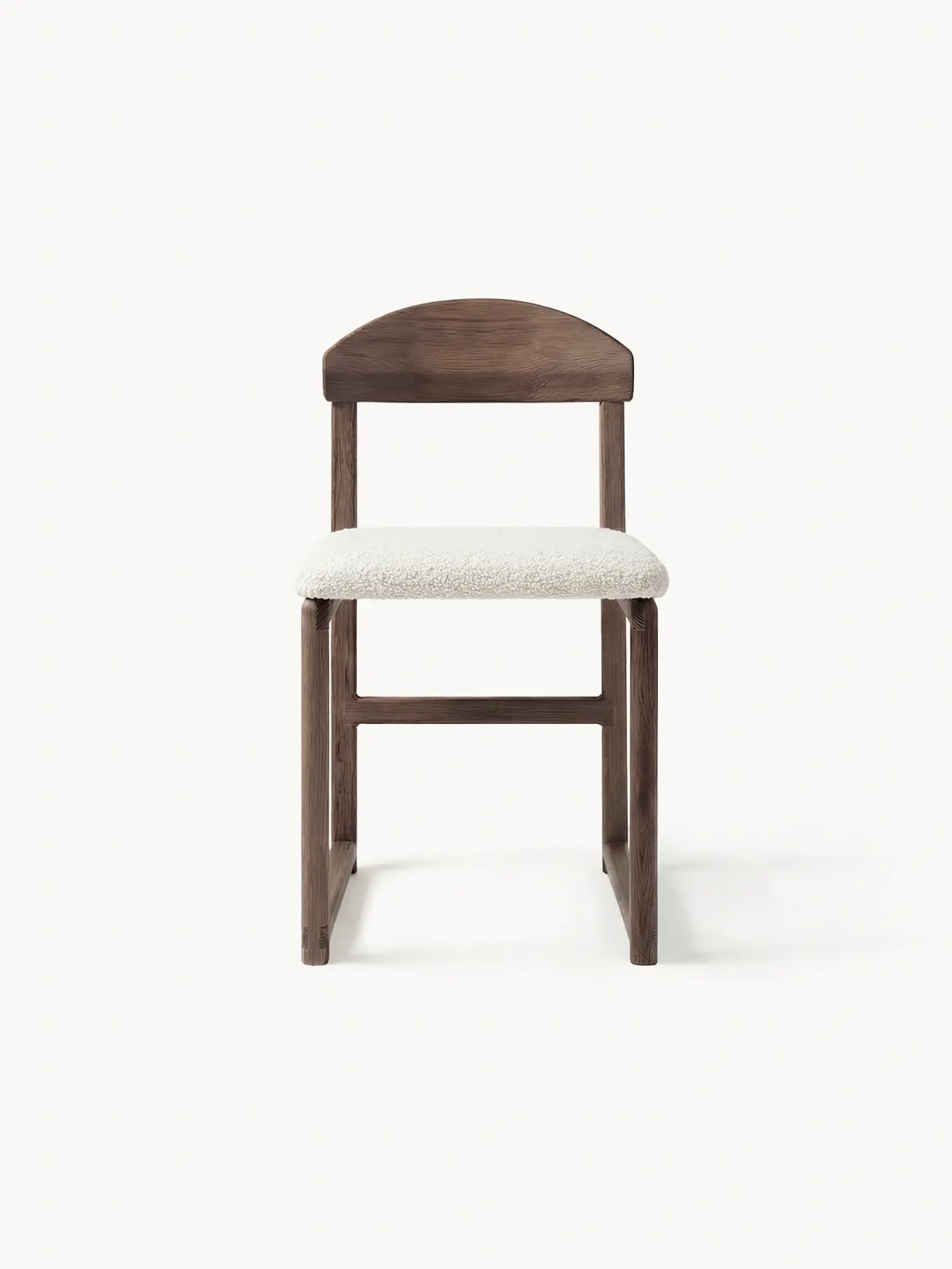 Dining chair Karin - Dark oak Wood - Ivory bouclé Cushion - Image 4