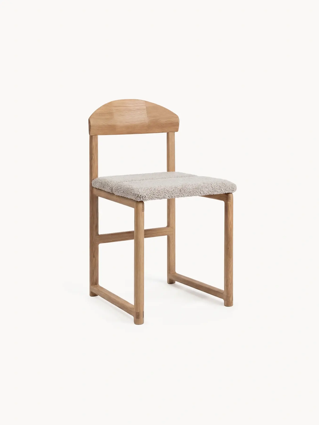 Dining chair Karin - Oak Wood Frame - Greige bouclé Cushion
