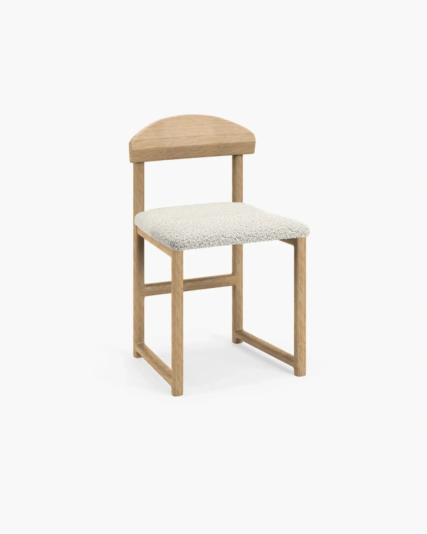 Dining chair Karin - Oak Wood Frame - Ivory bouclé Cushion