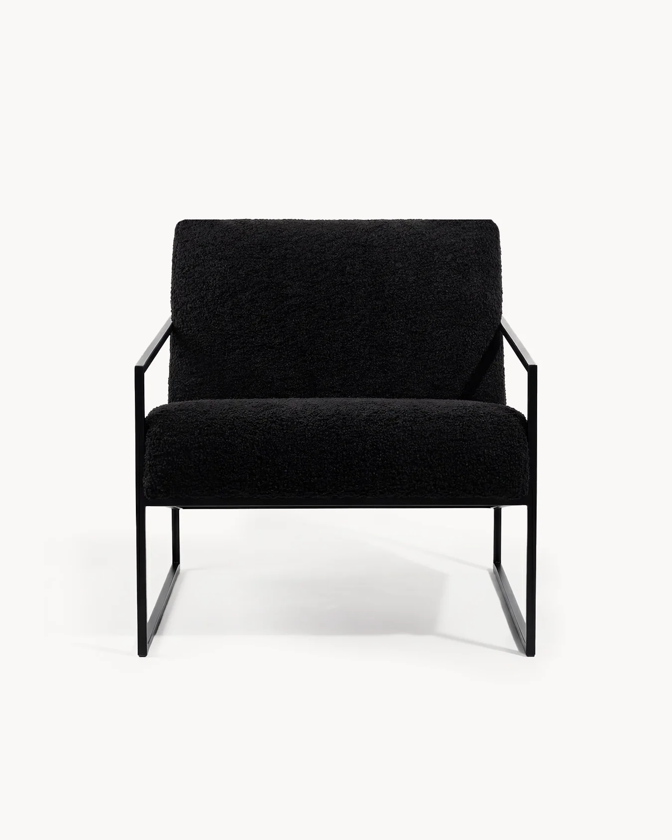 Armchair Kent – Black Frame – Black Bouclé Cushion - Image 3
