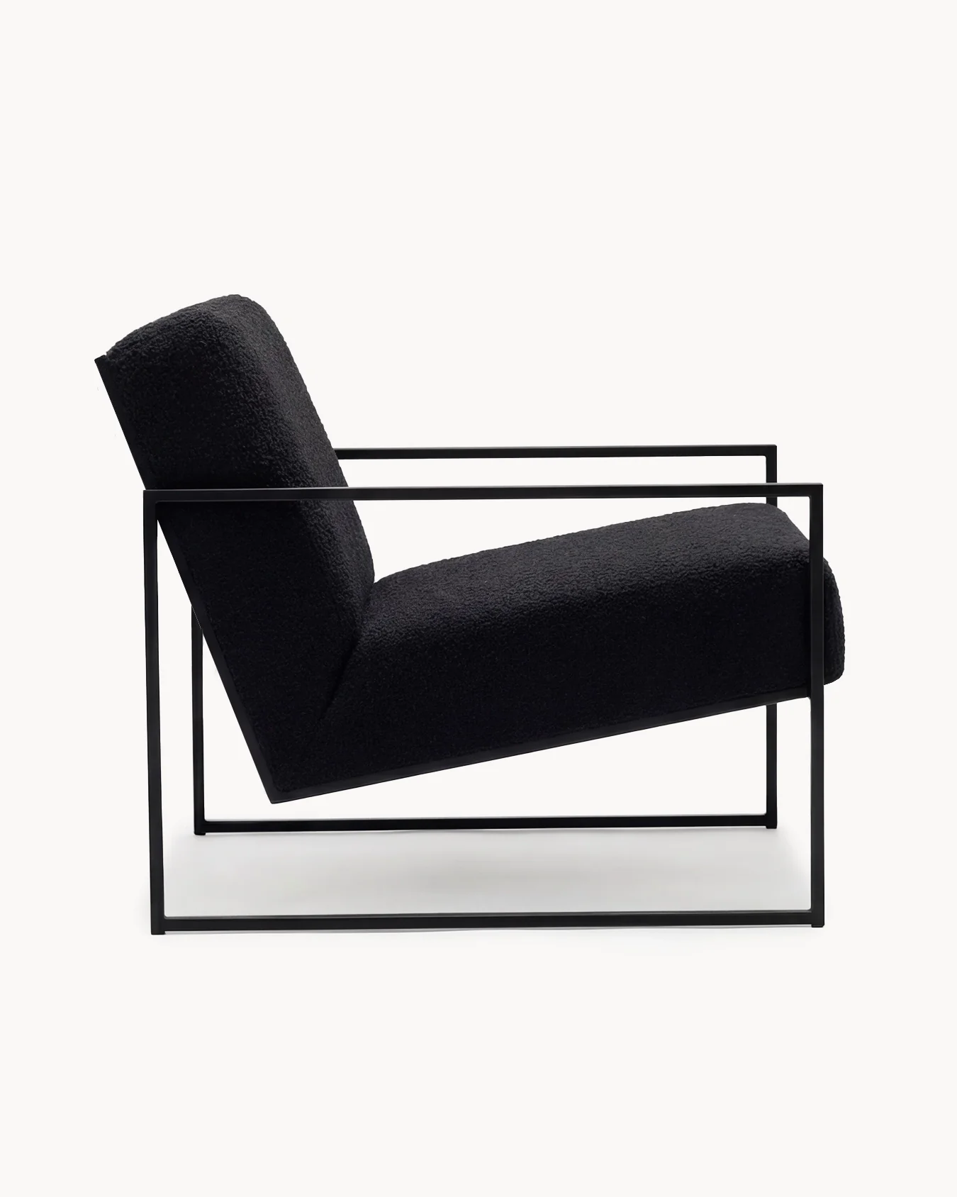 Armchair Kent – Black Frame – Black Bouclé Cushion - Image 4