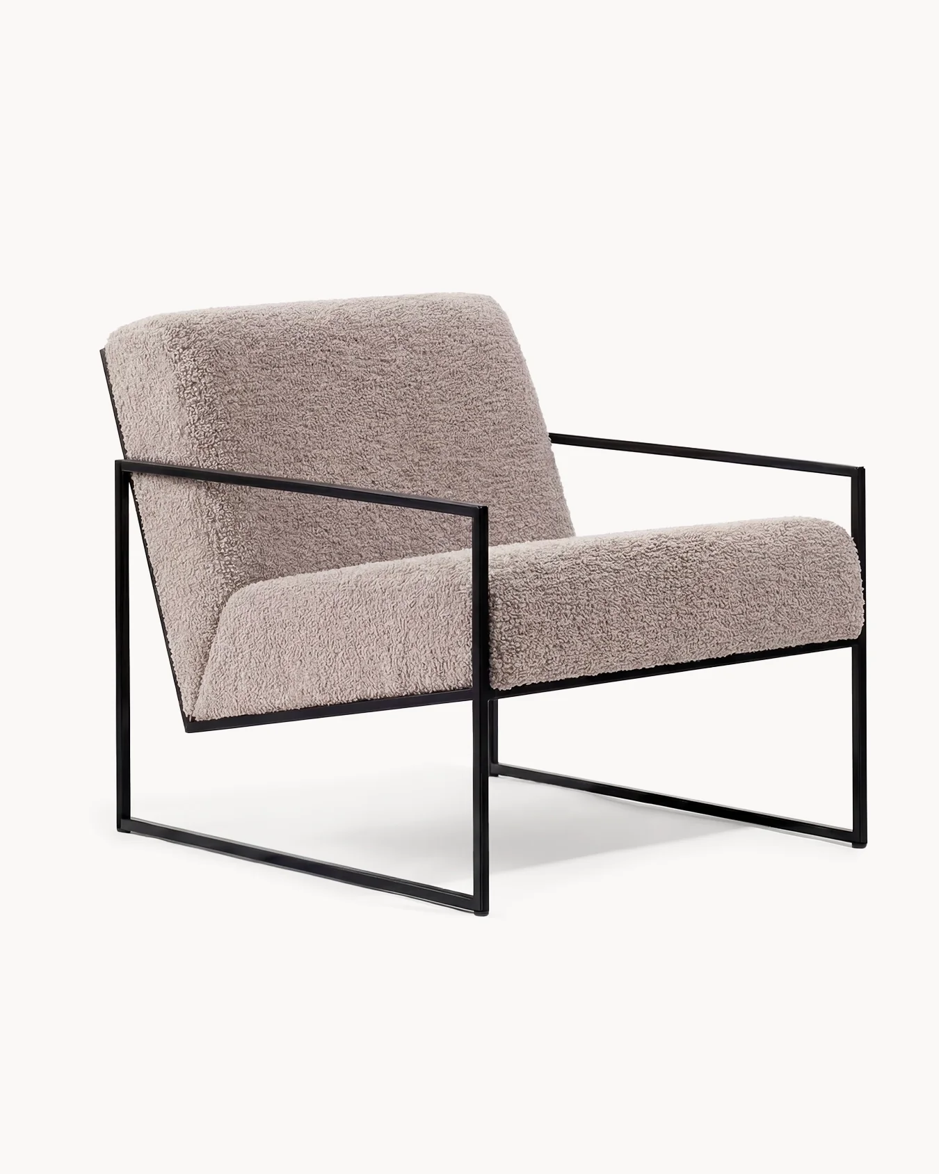 Armchair Kent – Black Frame – Greige Bouclé Cushion