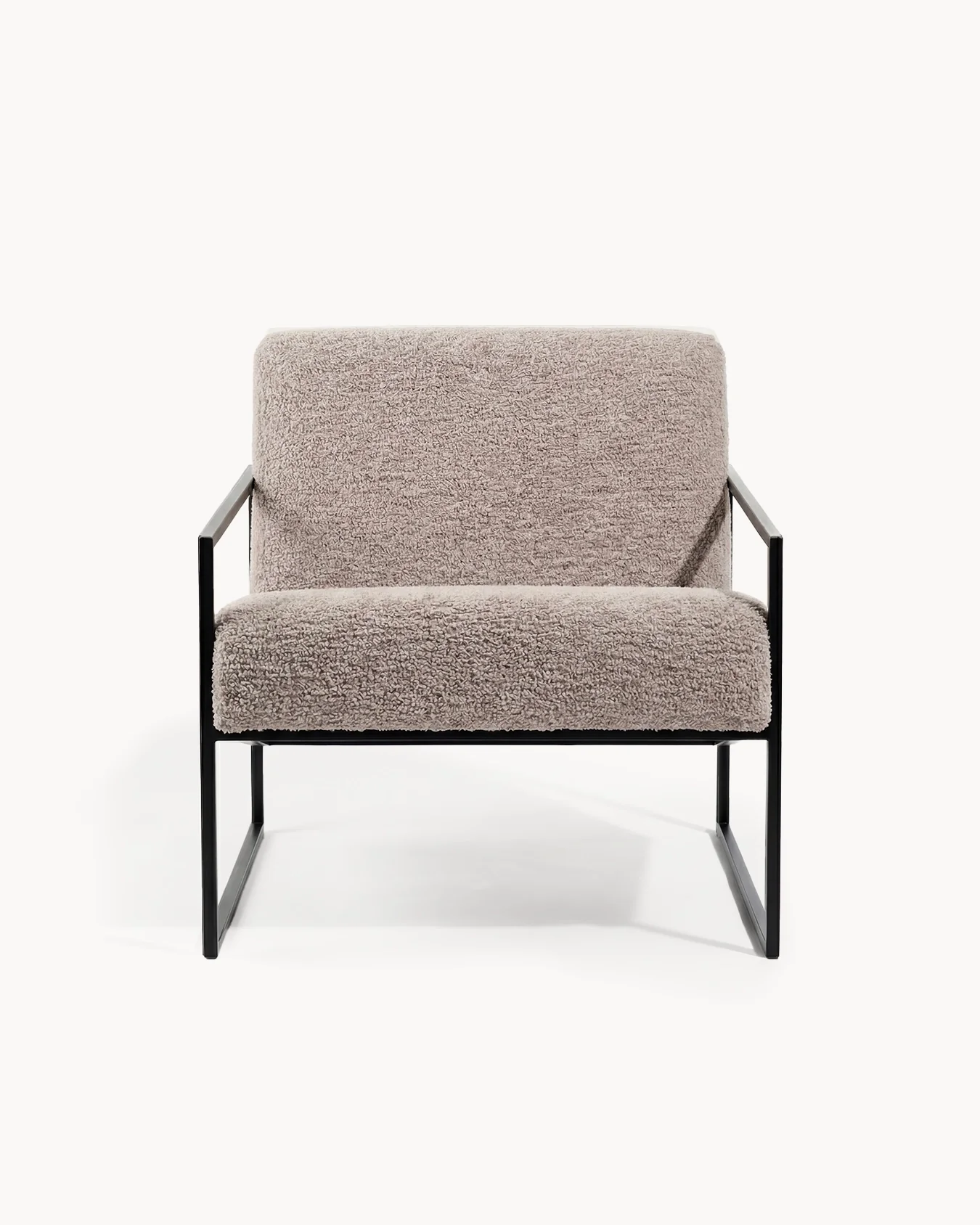 Armchair Kent – Black Frame – Greige Bouclé Cushion - Image 2