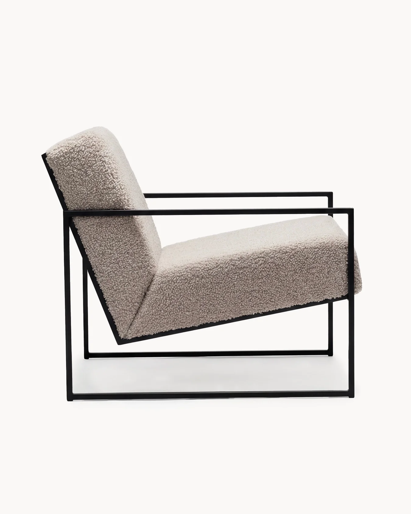 Armchair Kent – Black Frame – Greige Bouclé Cushion - Image 3