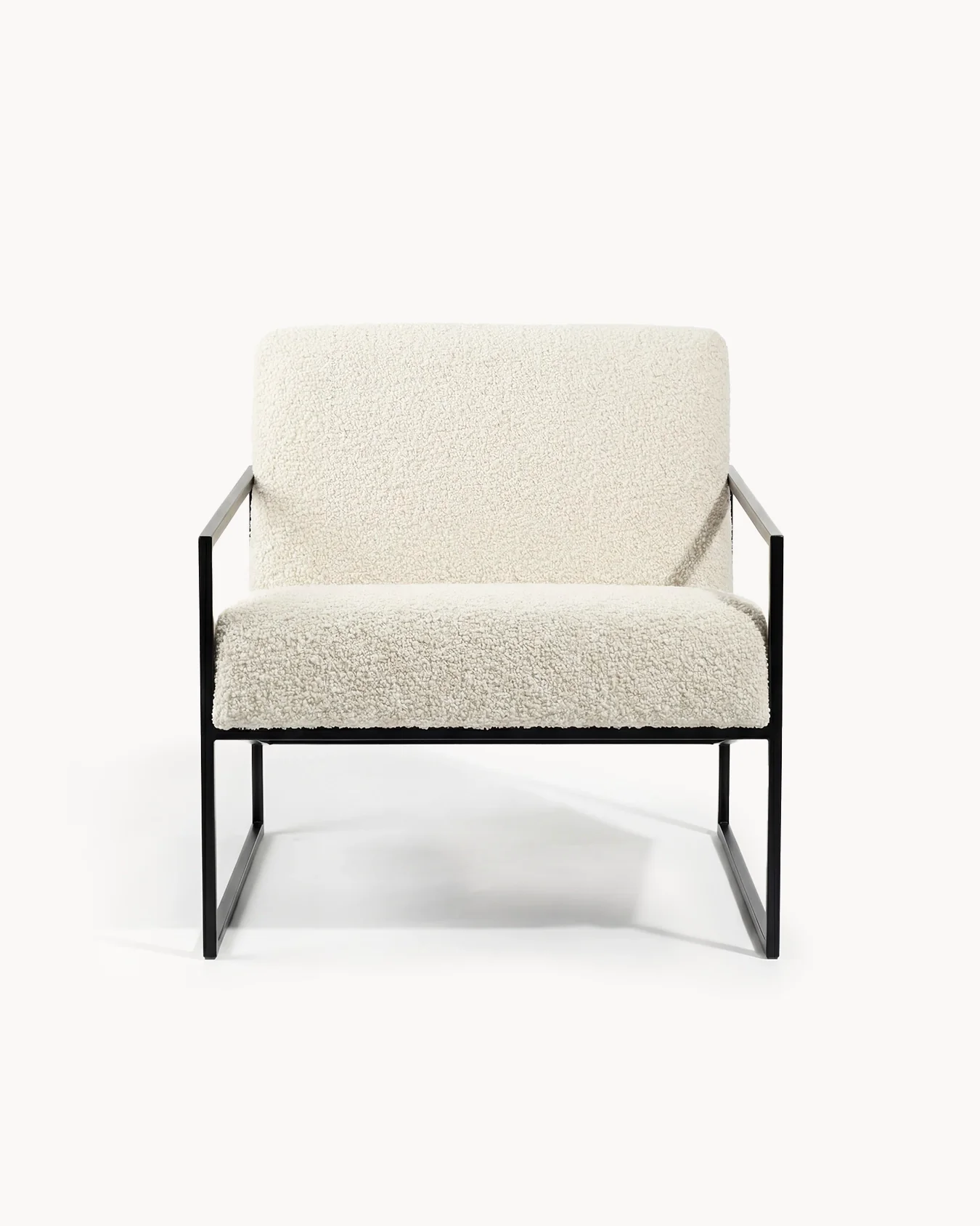 Armchair Kent – Black Frame – Ivory Bouclé Cushion - Image 3