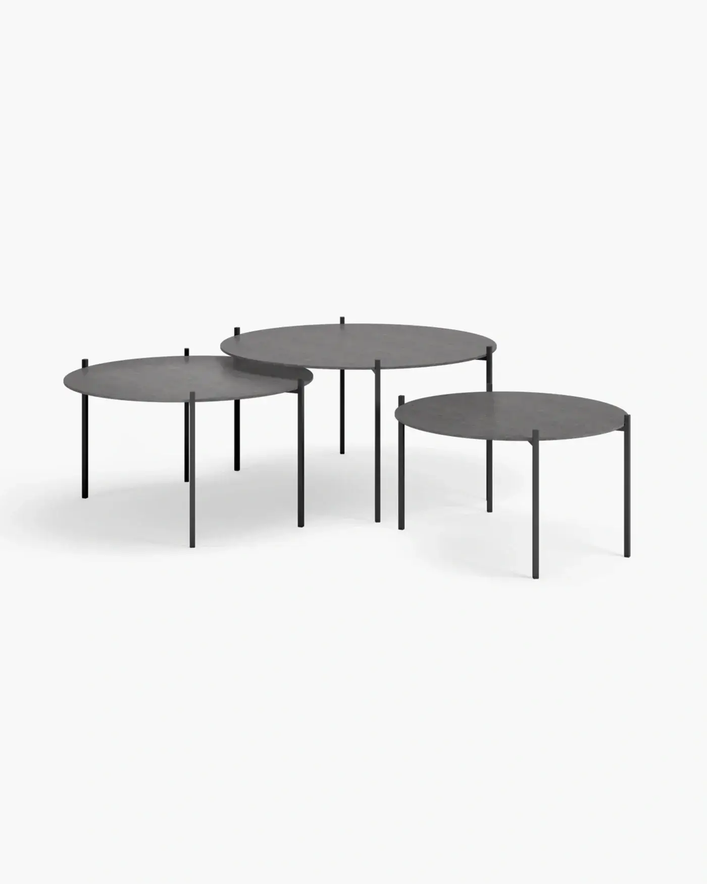 Coffee table Leo - Large set - Black Frame - Grafite Dekton Top