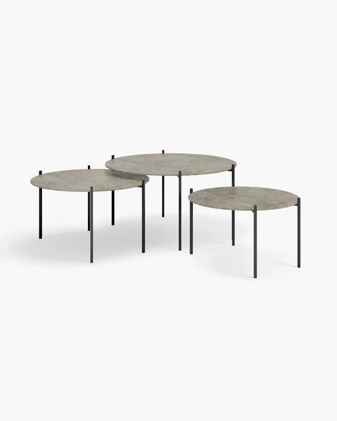 Coffee table Leo - Large set - Black Frame - Grigio Dekton Top