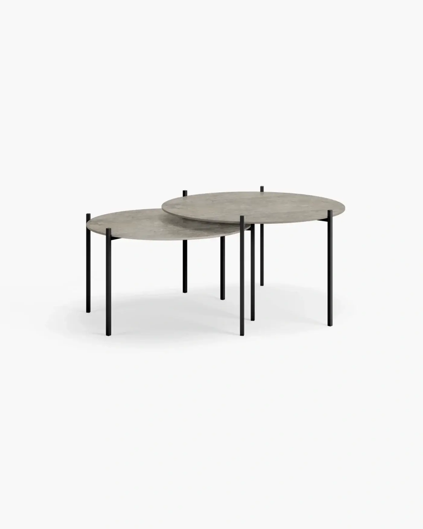 Coffee table Leo - Medium set - Black Frame - Grigio Dekton Top